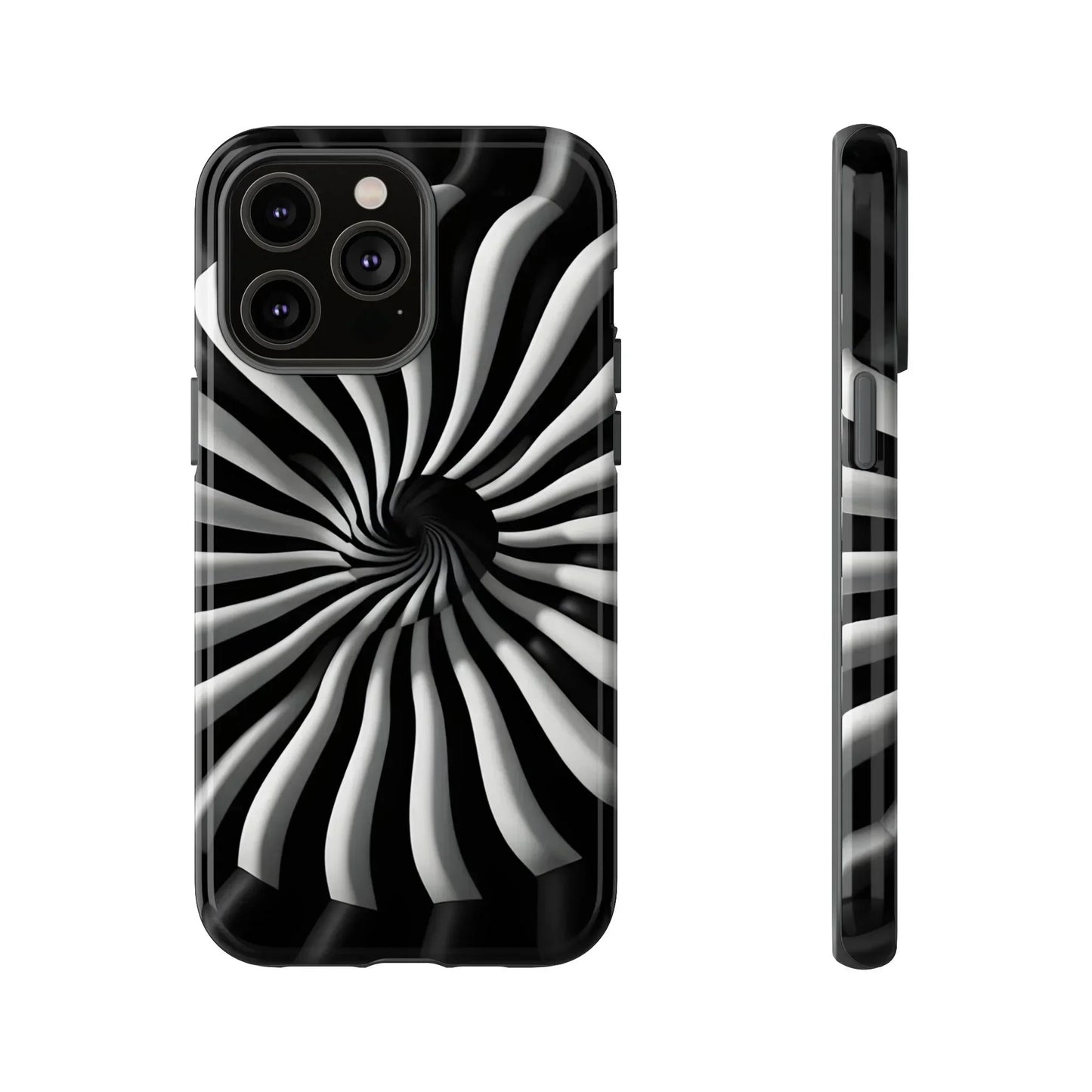 Hypnotic Black and White Spiral Phone Case for iPhone & Galaxy - KarArmDesign