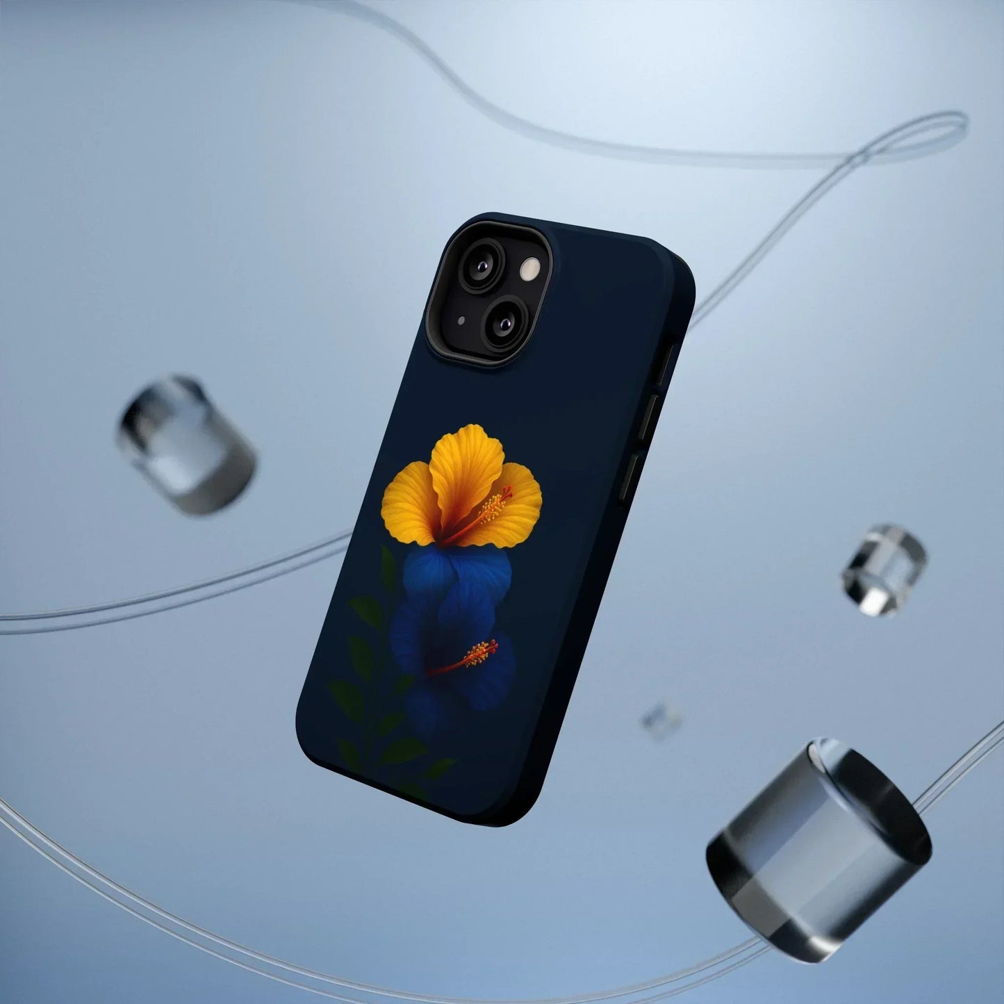 Elegant hibiscus phone case Impact-Resistant Cases for iPhone 12-16 and Samsung Galaxy S21-S22 Models - KarArmDesign