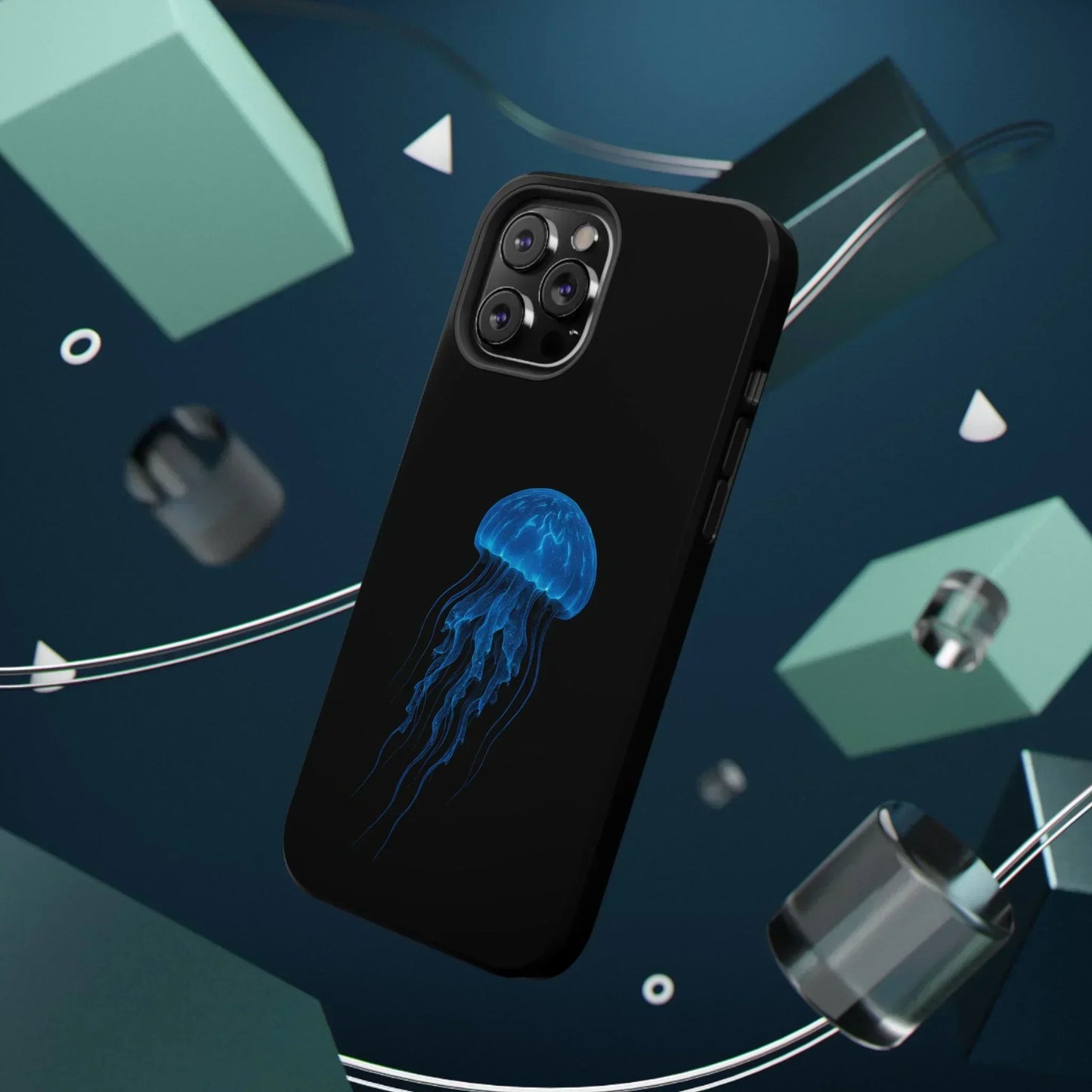 Blue Jellyfish Phone Case for iPhone 12-16 and Samsung Galaxy S21-S22 Models - KarArmDesign