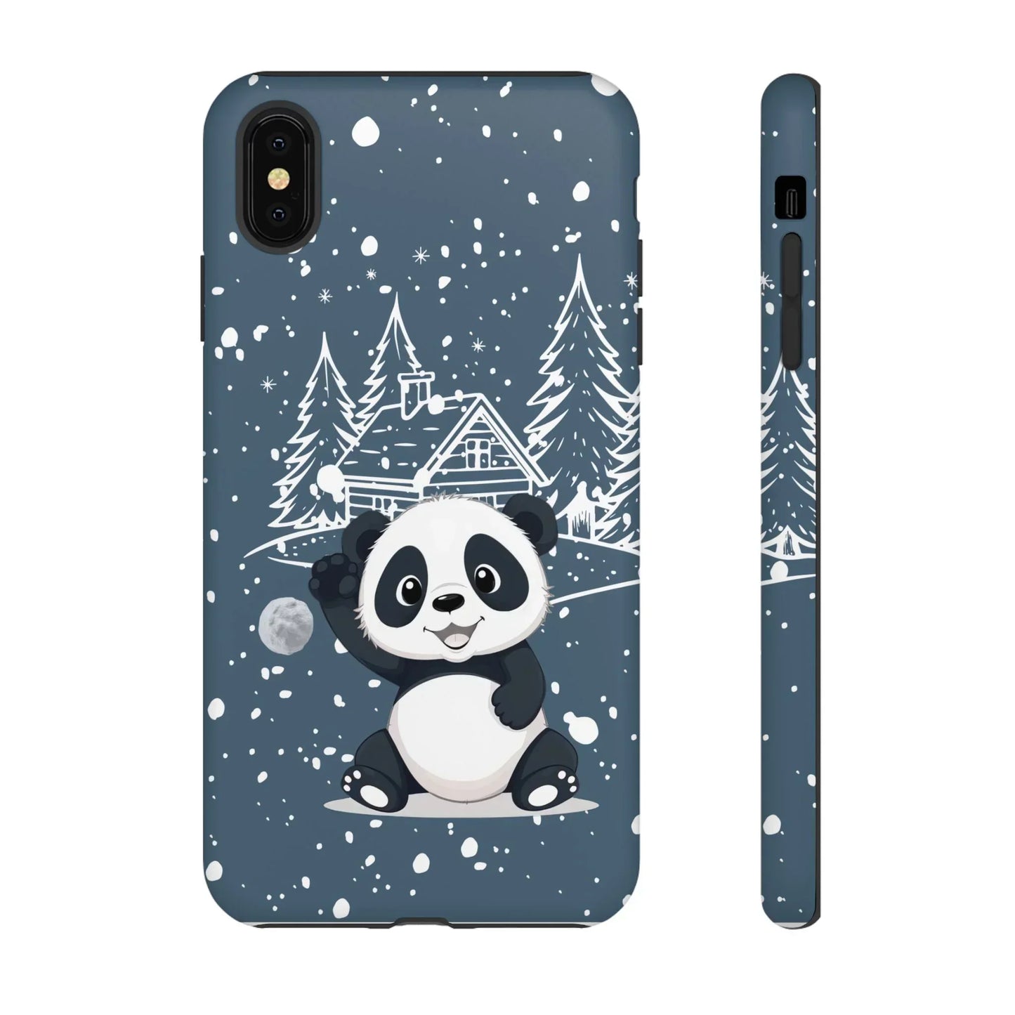 Cute Panda in a Winter Wonderland Phone Case for iPhone 8-16 Models - KarArmDesign