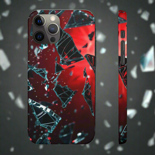 "Crimson Impact" Realistic Glass Shard Snap Phone Case for iPhone 7-16 and Samsung Galaxy S10-S24 Models - KarArmDesign