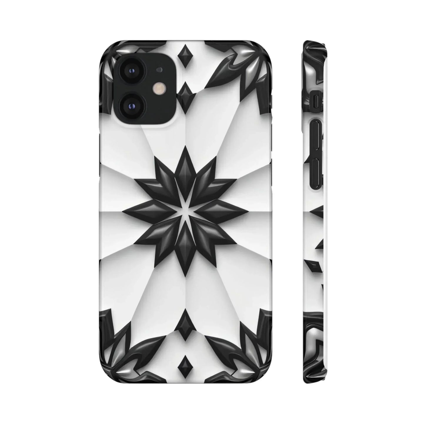 Black and White Geometric Floral Phone Case for iPhone and Samsung Galaxy - KarArmDesign