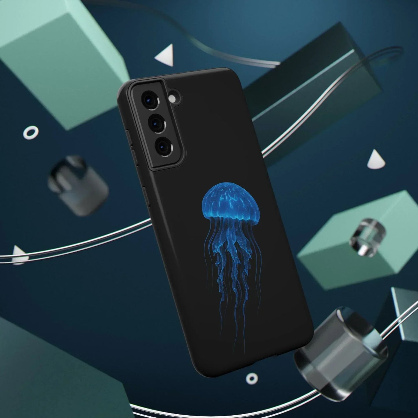 Blue Jellyfish Phone Case for iPhone 12-16 and Samsung Galaxy S21-S22 Models - KarArmDesign