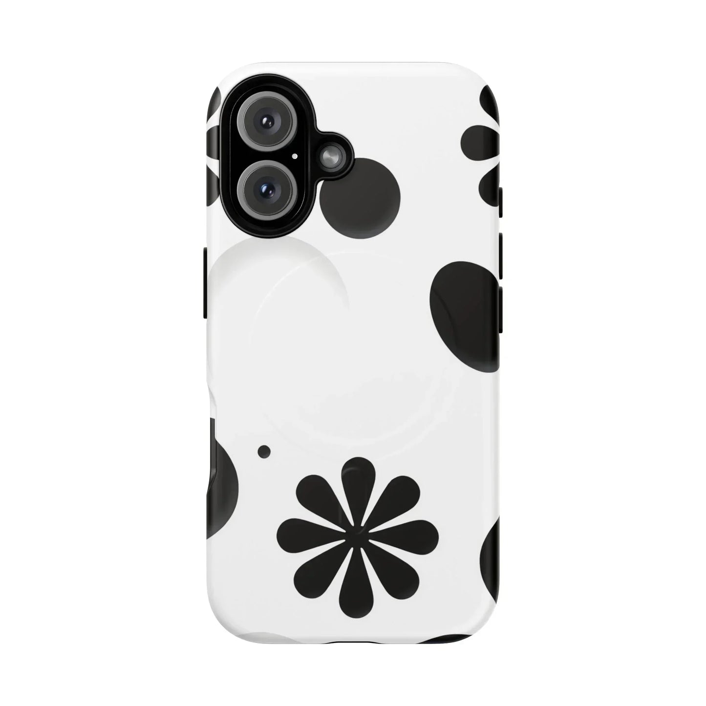 Elegant Black Floral Magnetic Phone Case for iPhone 14-16 Models - KarArmDesign