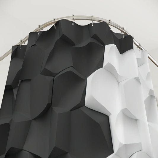 Black & White 3D Geometric Modern Minimalist Shower Curtain - KarArmDesign