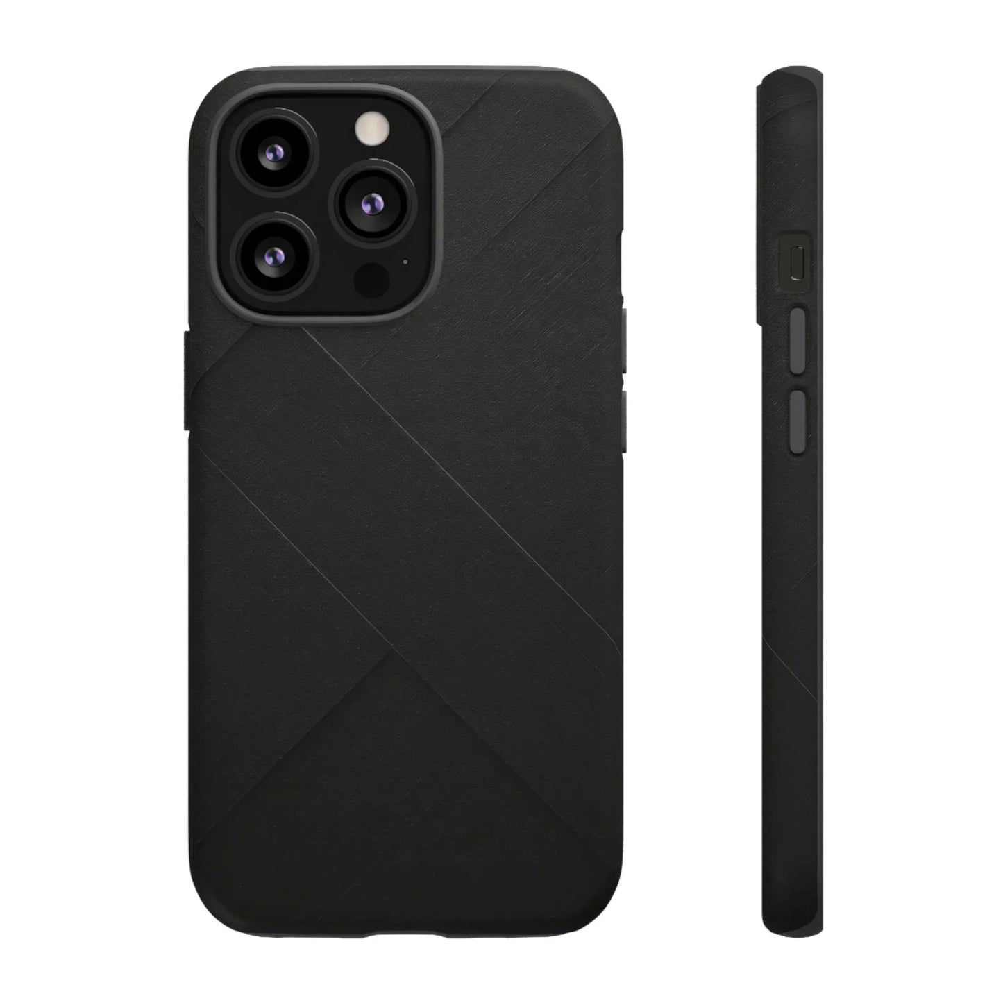 Matte Black Diagonal Line Phone Case for iPhone 8-16 and Galaxy S10-S25 Models - KarArmDesign