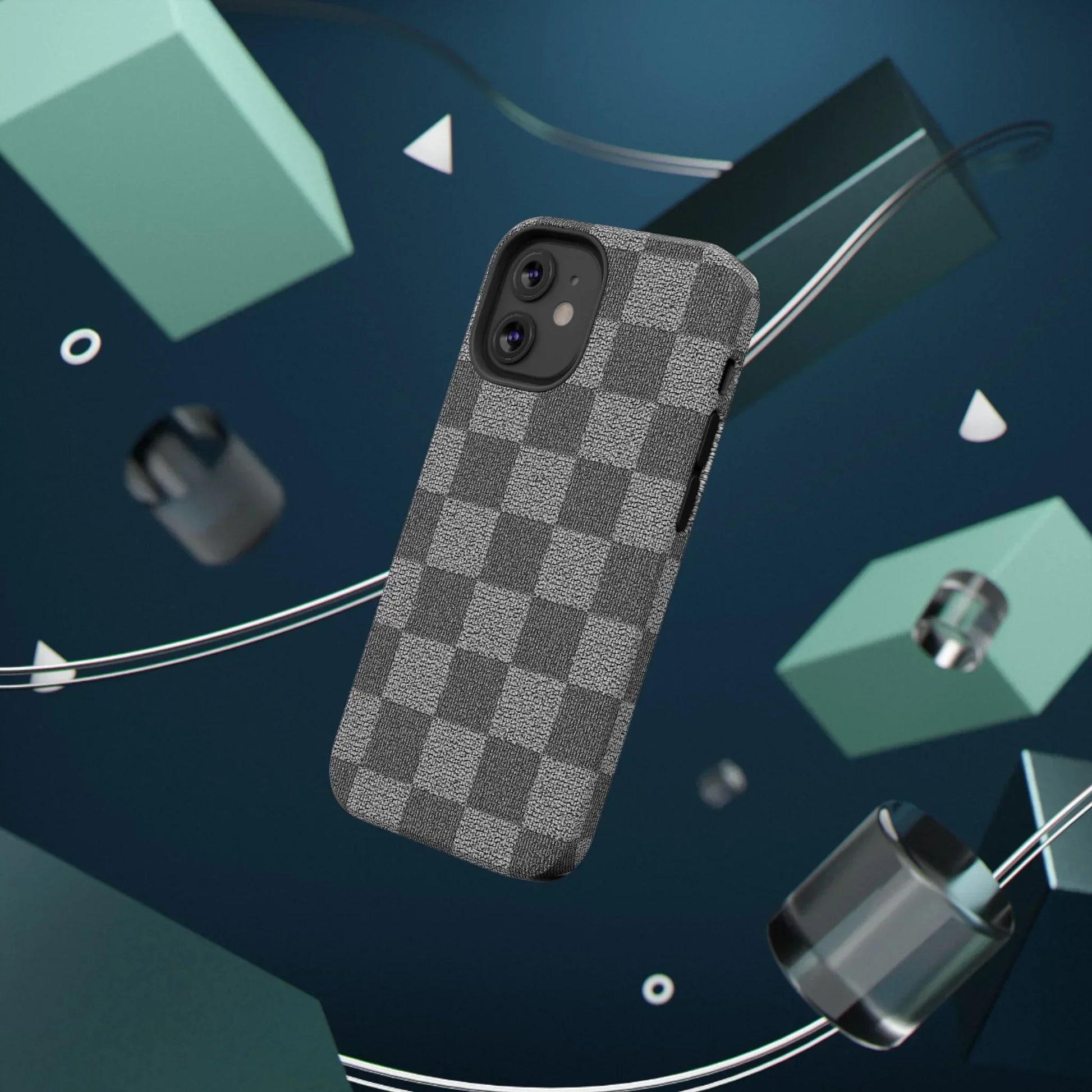 Gray Checkered Phone Case for iPhone 12-16 and Galaxy S21-S22 Models - KarArmDesign