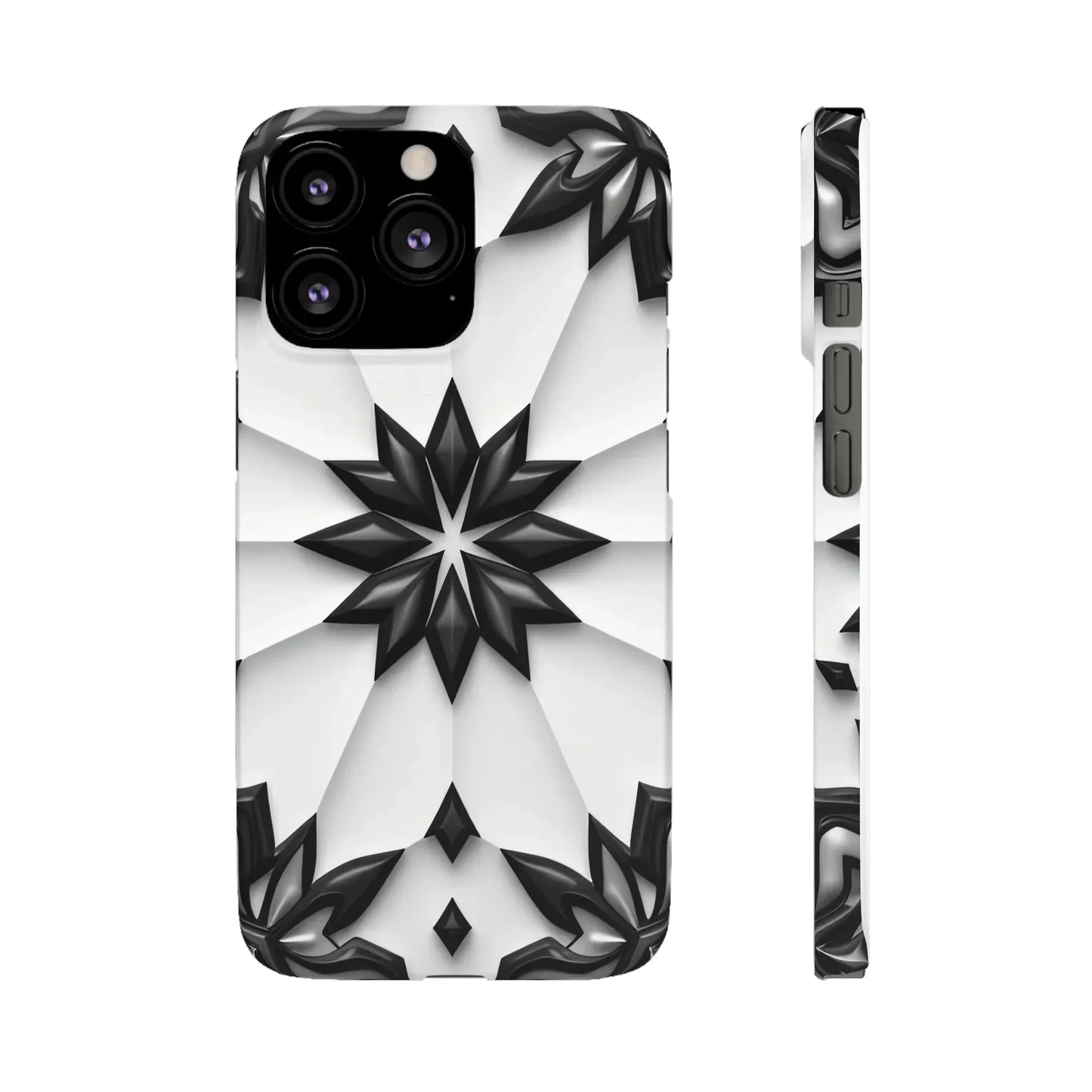 Black and White Geometric Floral Phone Case for iPhone and Samsung Galaxy - KarArmDesign