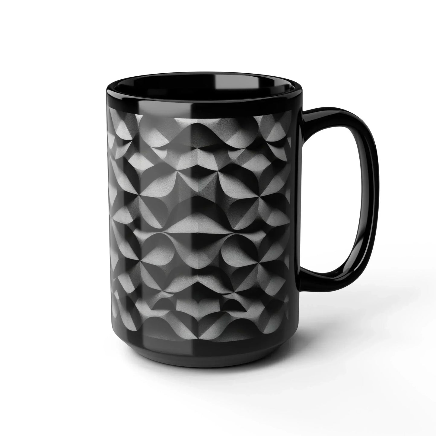 "KarArmDesign Signature Style" β Uniquely Textured Black Mug with 3D Geometric Design - KarArmDesign