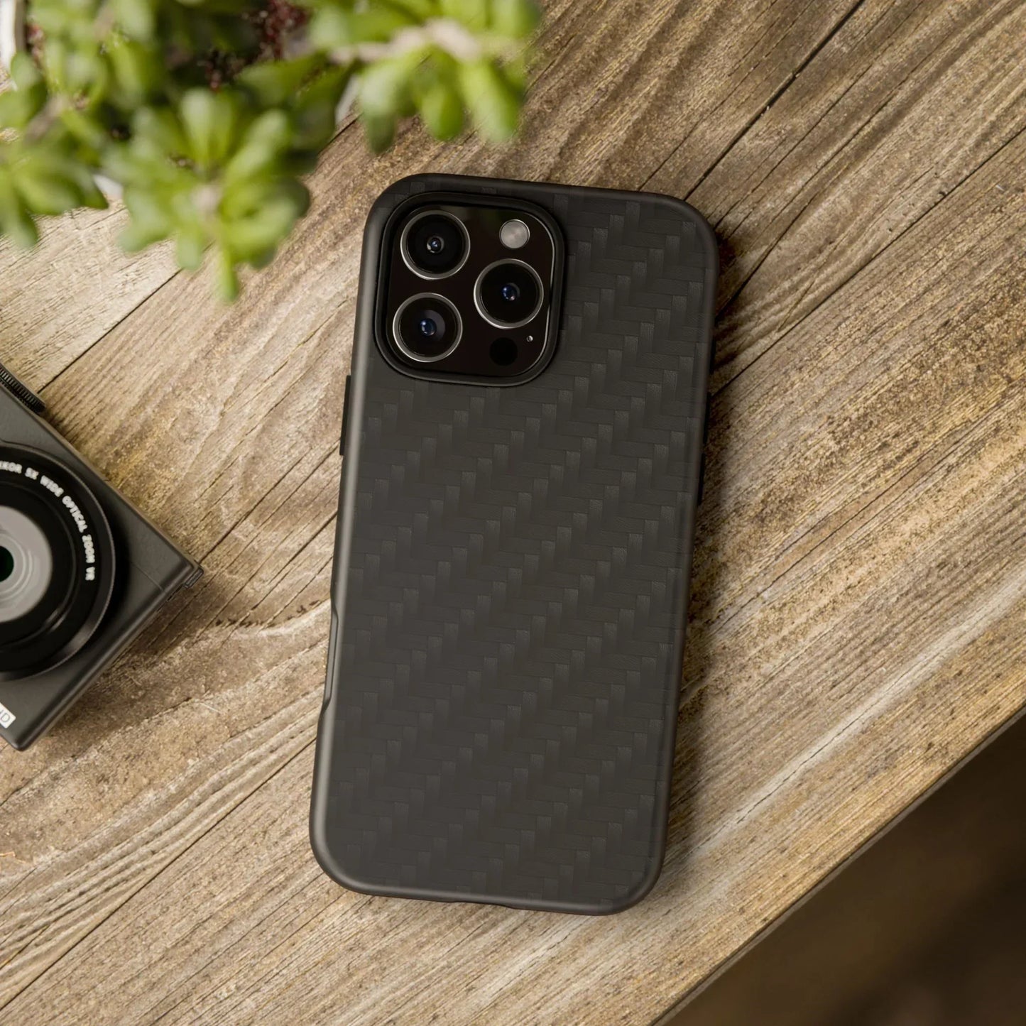 Black Carbon Phone Case Tough Case for iPhone 8-16 and Google Pixel up to 9 Models - KarArmDesign