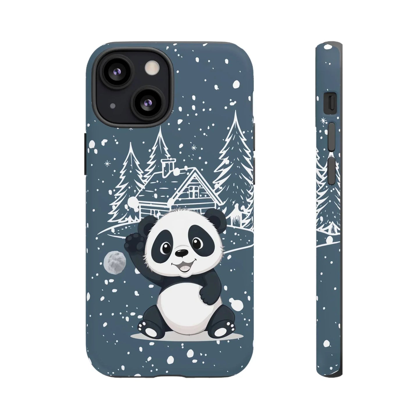 Cute Panda in a Winter Wonderland Phone Case for iPhone 8-16 Models - KarArmDesign