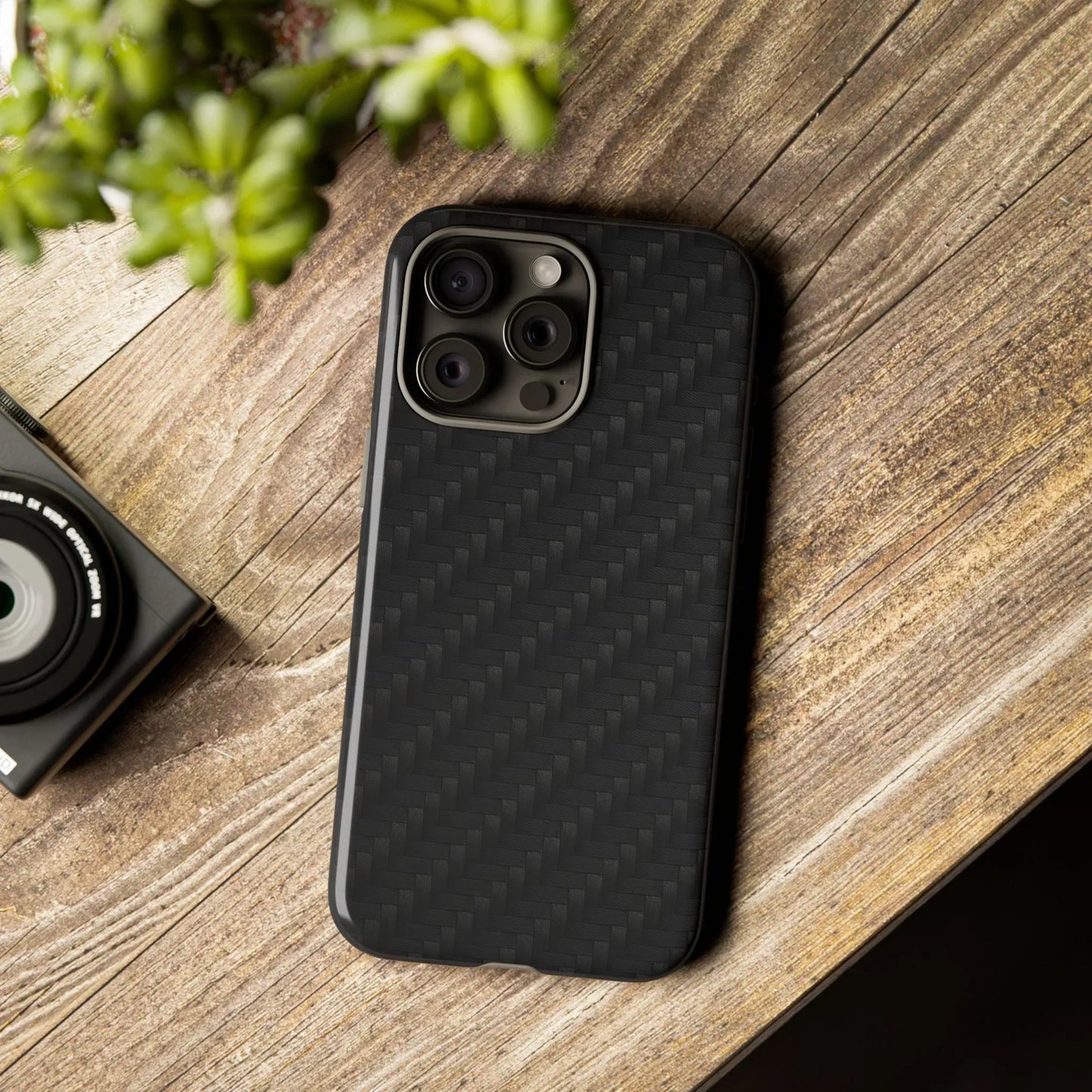 Black Carbon Phone Case Tough Case for iPhone 8-16 and Google Pixel up to 9 Models - KarArmDesign