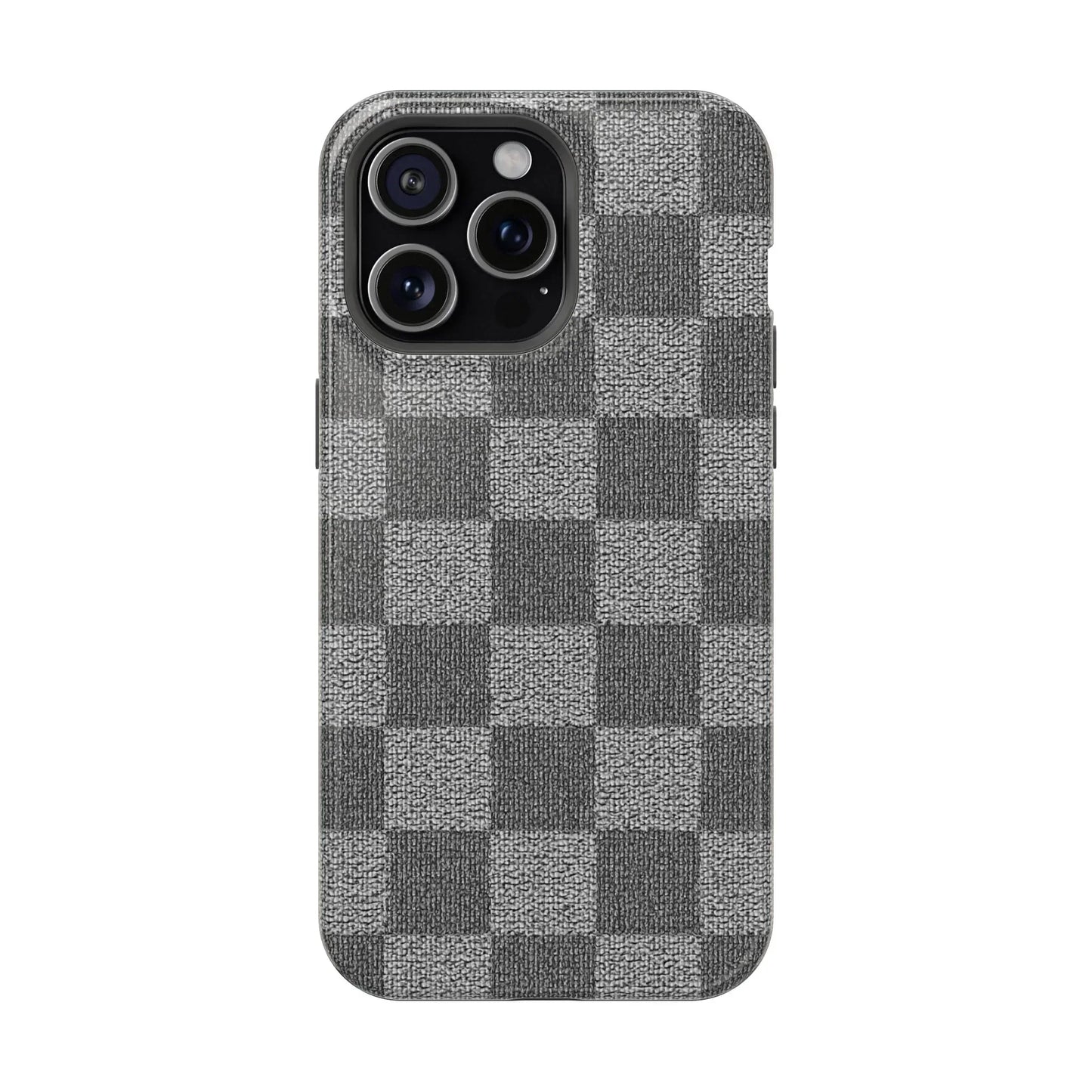 Gray Checkered Phone Case for iPhone 12-16 and Galaxy S21-S22 Models - KarArmDesign
