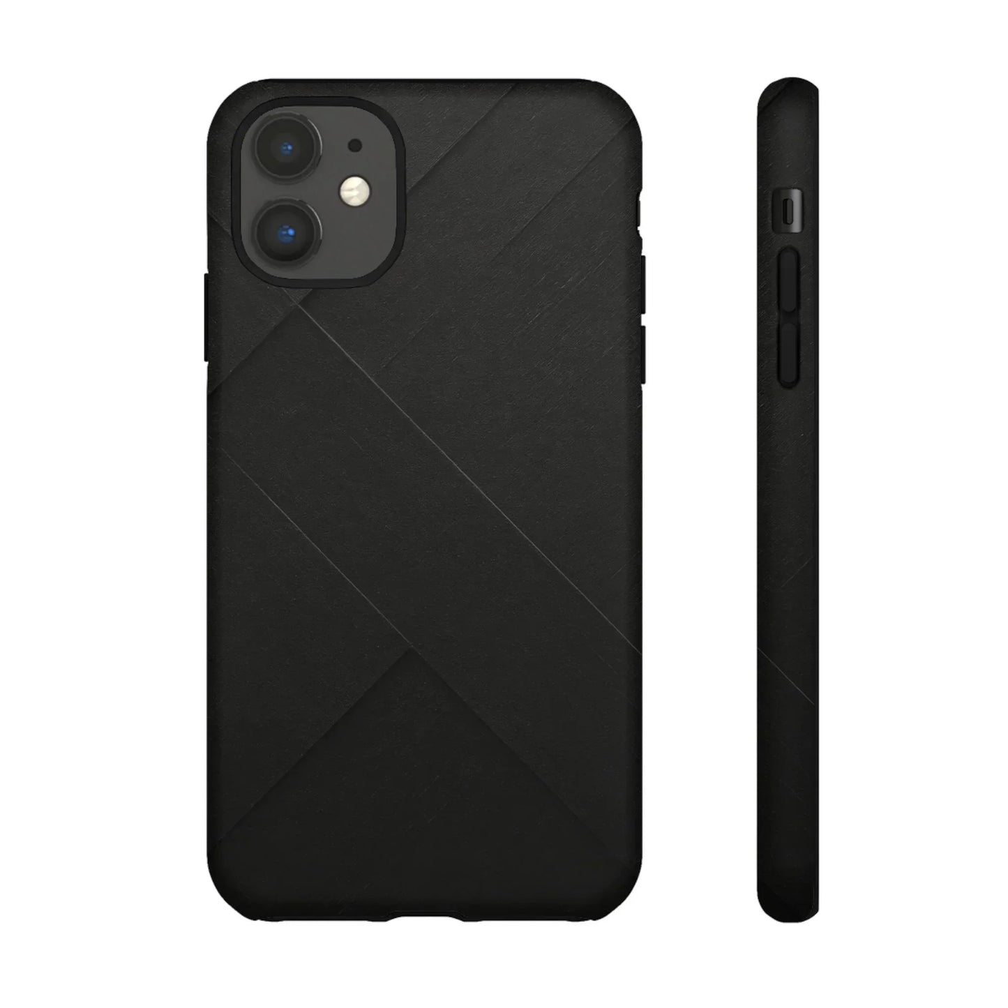 Matte Black Diagonal Line Phone Case for iPhone 8-16 and Galaxy S10-S25 Models - KarArmDesign