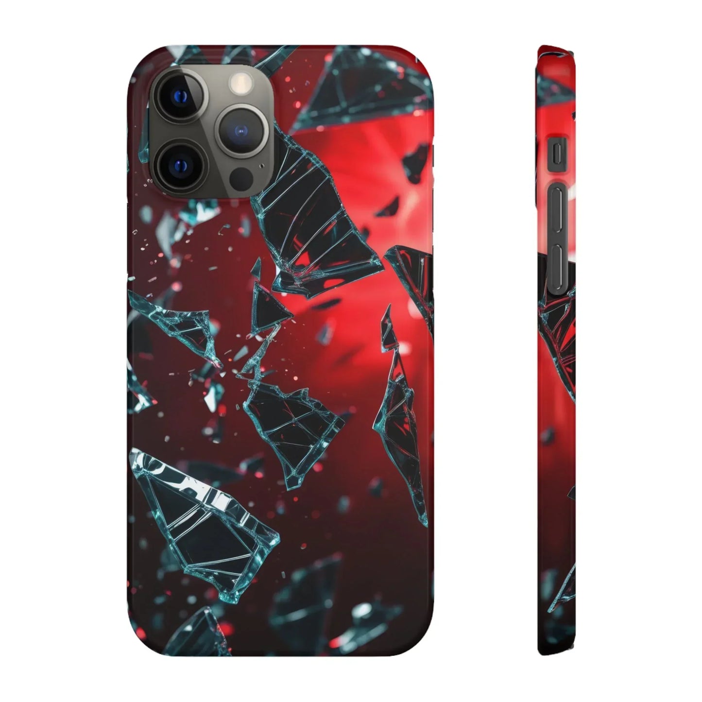 "Crimson Impact" Realistic Glass Shard Snap Phone Case for iPhone 7-16 and Samsung Galaxy S10-S24 Models - KarArmDesign