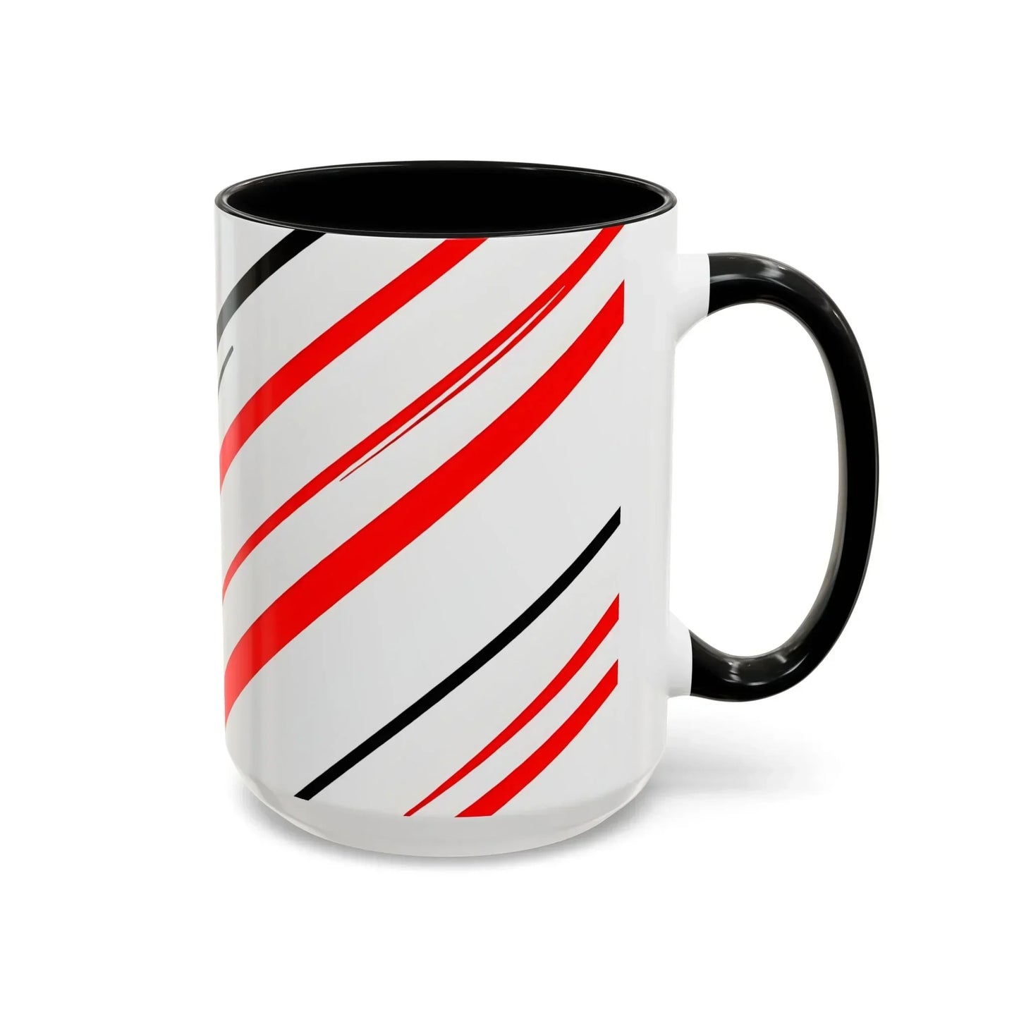 Bold Elegance – Red & Black Swirl Accent Coffee Mug - KarArmDesign