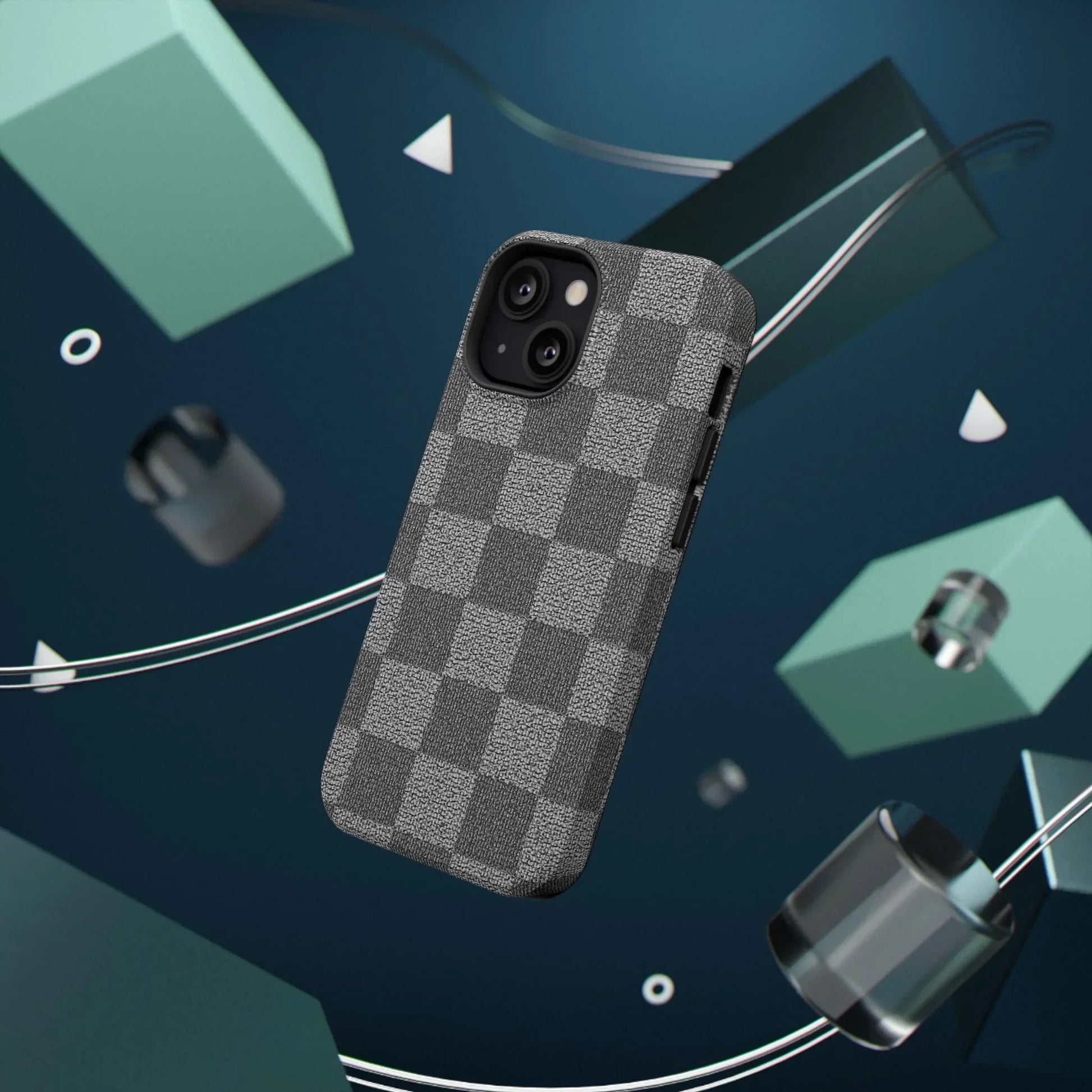 Gray Checkered Phone Case for iPhone 12-16 and Galaxy S21-S22 Models - KarArmDesign