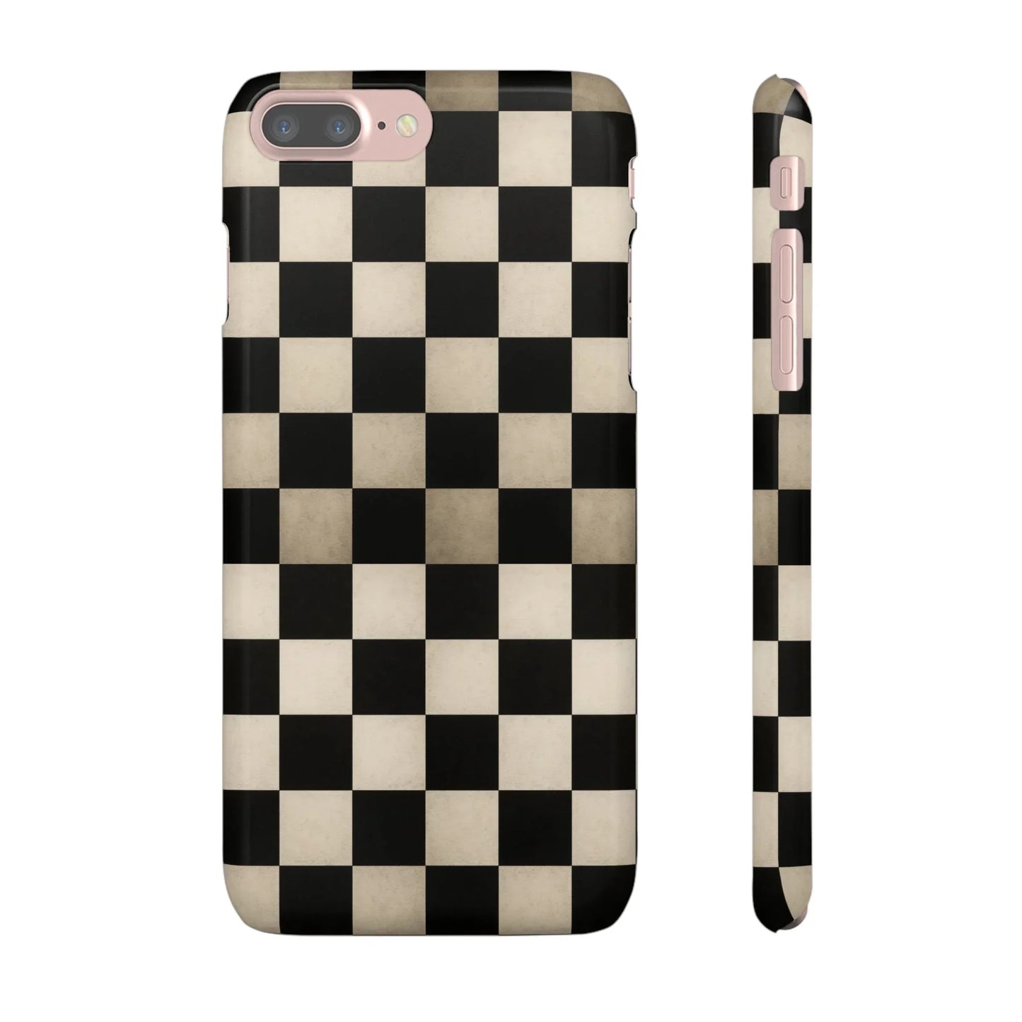 Stylish Matte Checker Phone Case for iPhone 7-16 and Samsung Galaxy S10-S24 Models - KarArmDesign