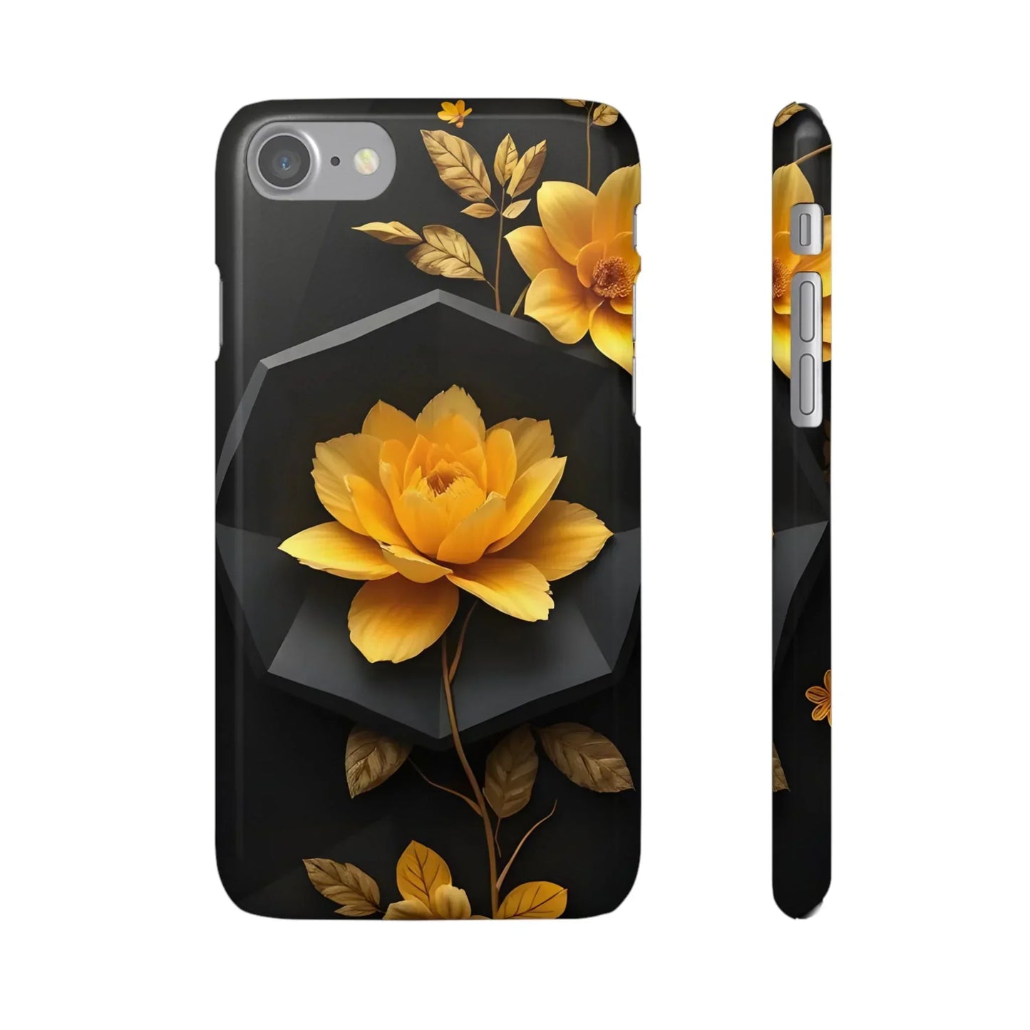 Yellow Floral Phone Case for iPhone 7-16 and Samsung Galaxy S10-S24 Models - KarArmDesign