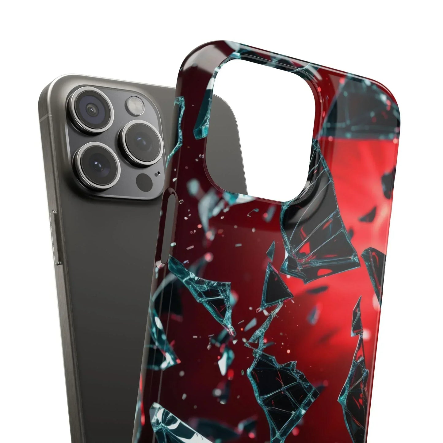 "Crimson Impact" Realistic Glass Shard Snap Phone Case for iPhone 7-16 and Samsung Galaxy S10-S24 Models - KarArmDesign