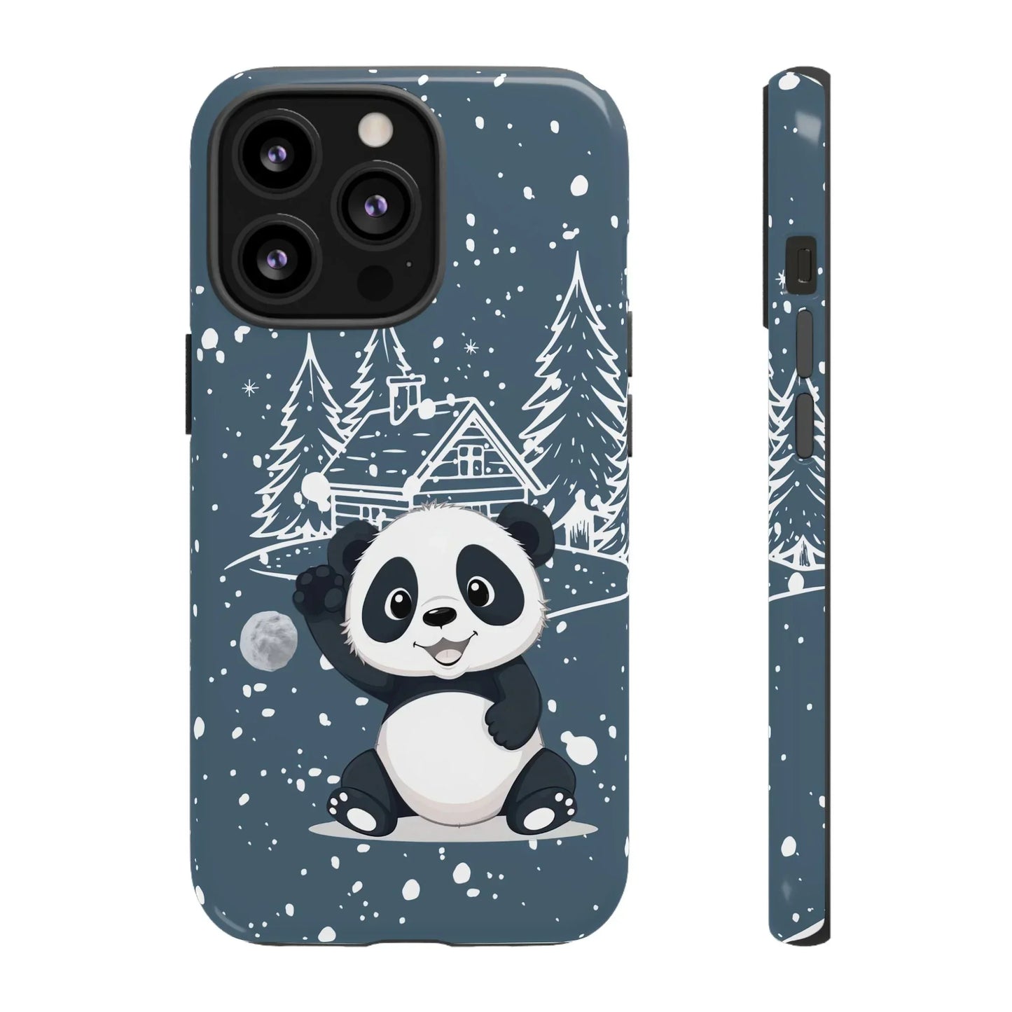 Cute Panda in a Winter Wonderland Phone Case for iPhone 8-16 Models - KarArmDesign