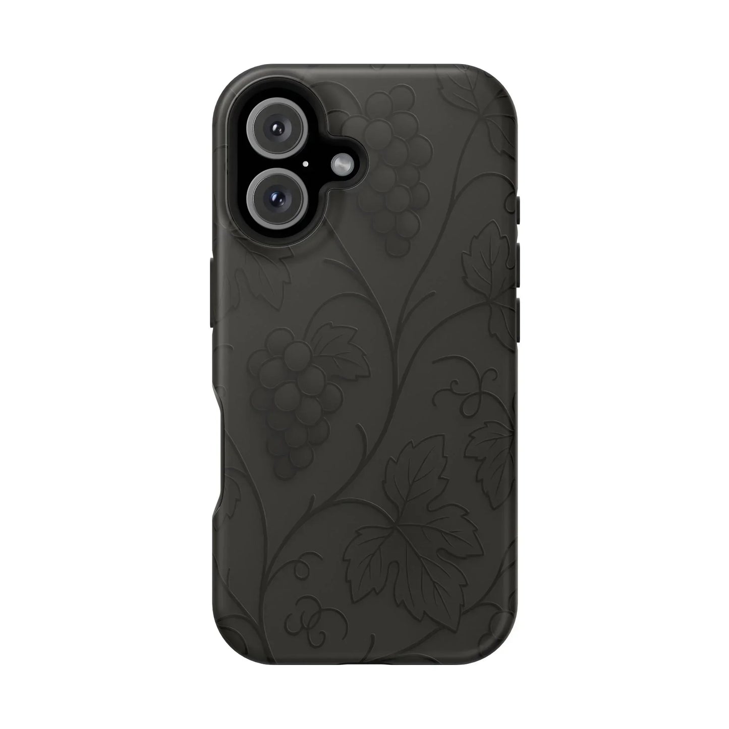 Elegant Embossed Grape Leaf Black Phone Case for iPhone and Galaxy - KarArmDesign