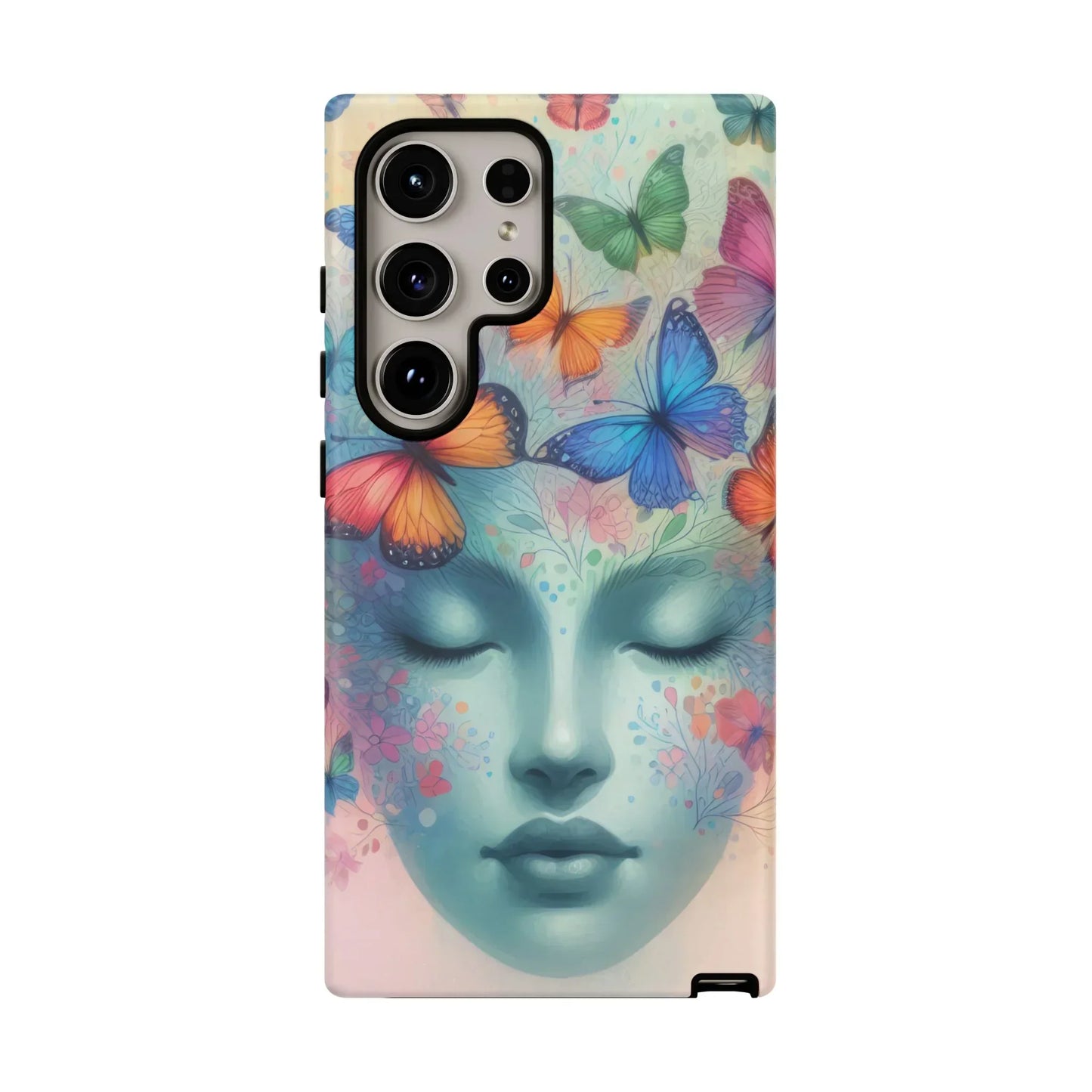 Butterfly Bloom Dreamy Woman Phone Case for Galaxy and Pixel - KarArmDesign
