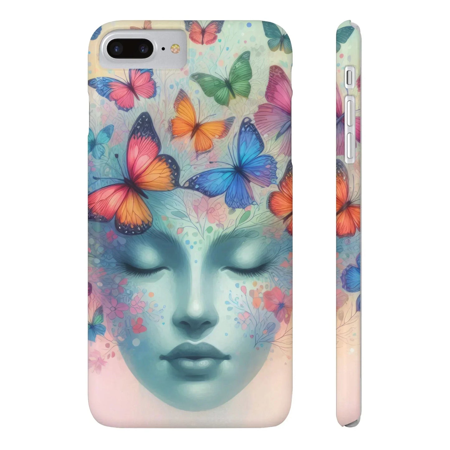 Butterfly Bloom Dreamy Woman with Closed Eyes Tough Phone Case for iPhone - KarArmDesign