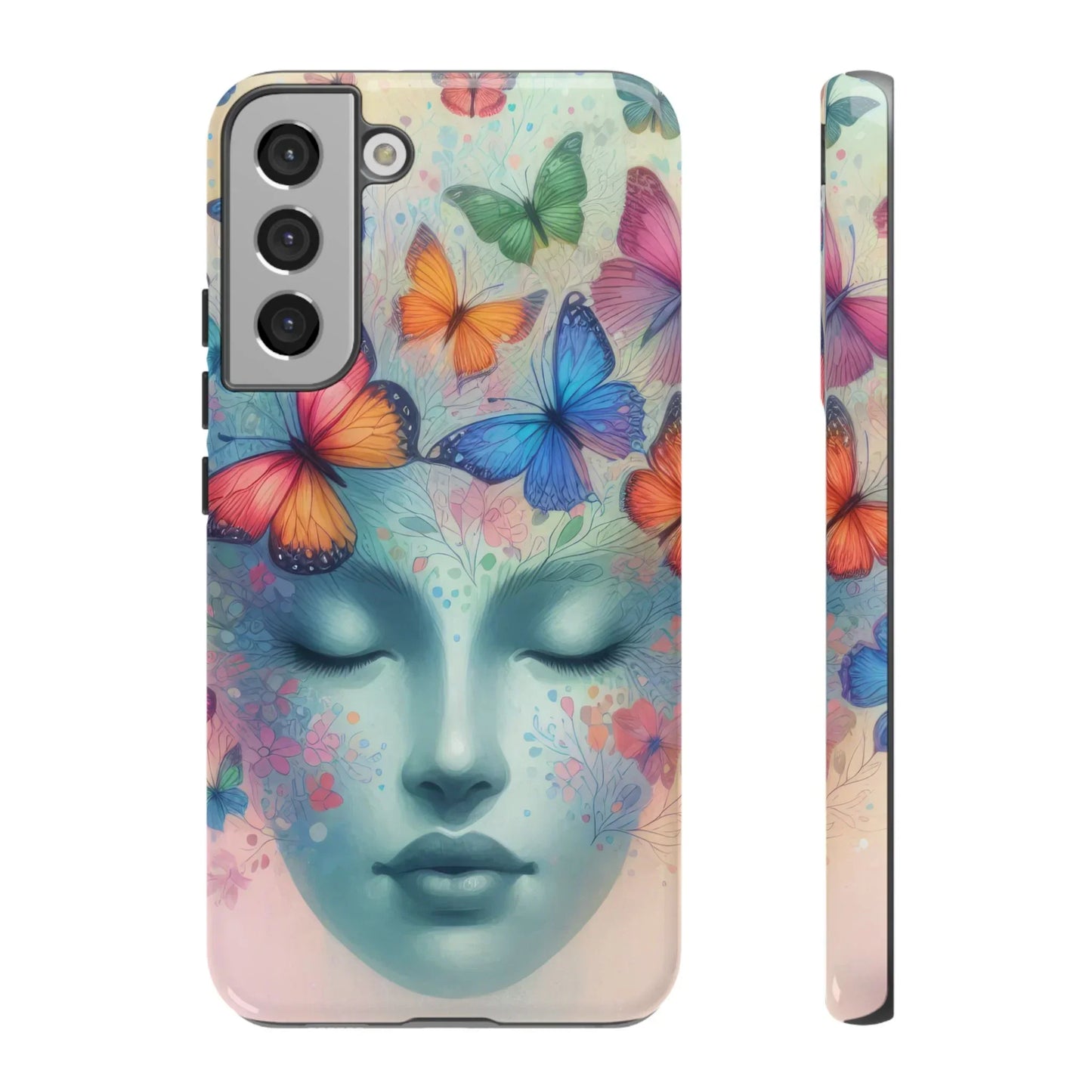 Butterfly Bloom Dreamy Woman Phone Case for Galaxy and Pixel - KarArmDesign