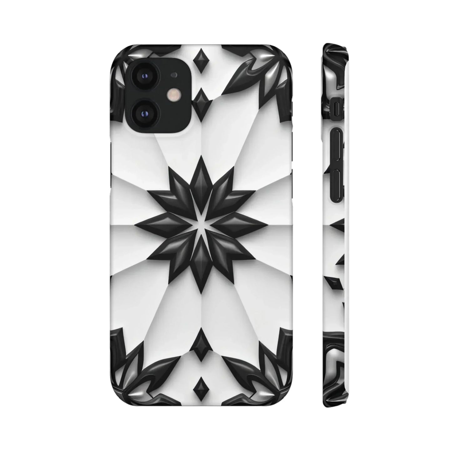 Black and White Geometric Floral Phone Case for iPhone and Samsung Galaxy - KarArmDesign