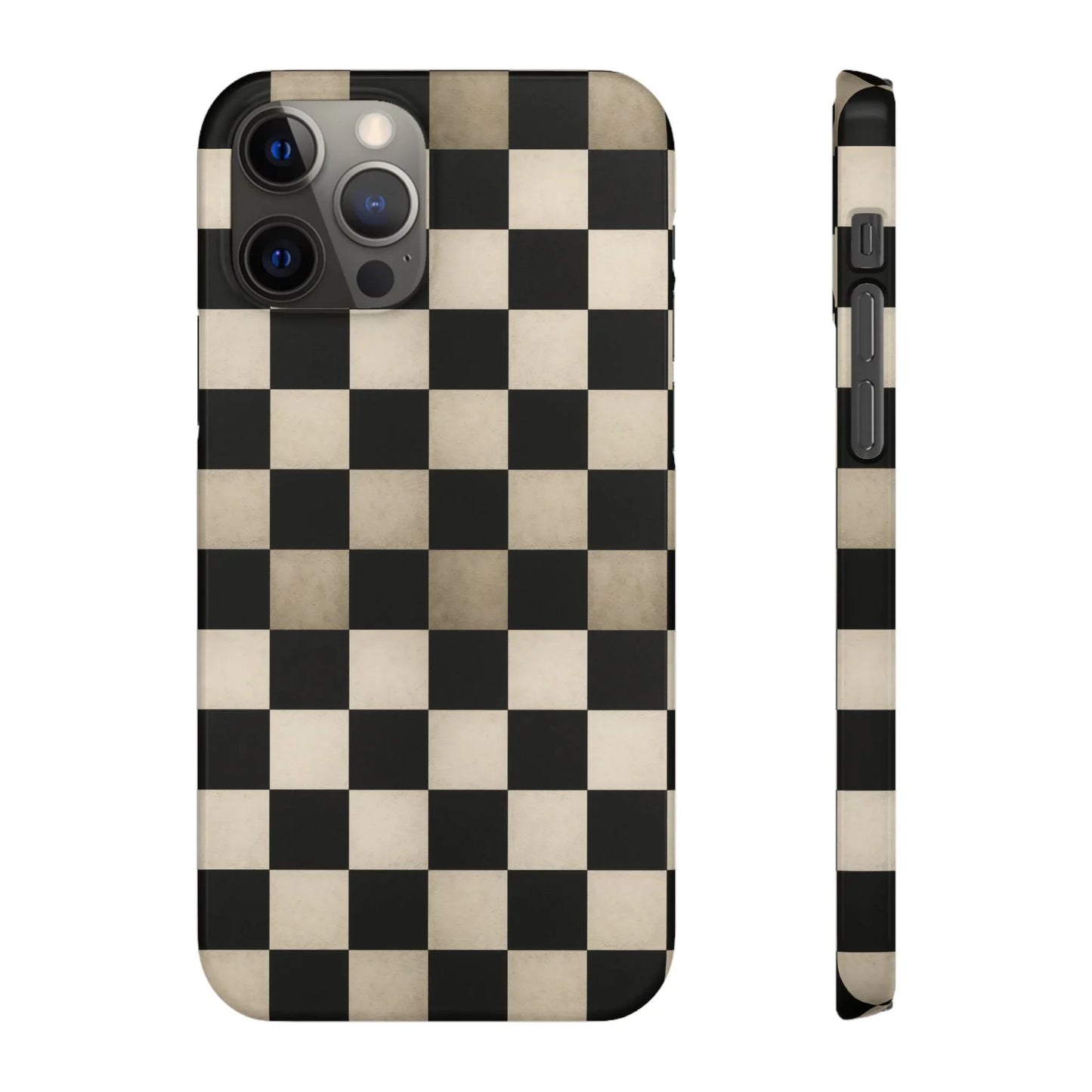 Stylish Matte Checker Phone Case for iPhone 7-16 and Samsung Galaxy S10-S24 Models - KarArmDesign