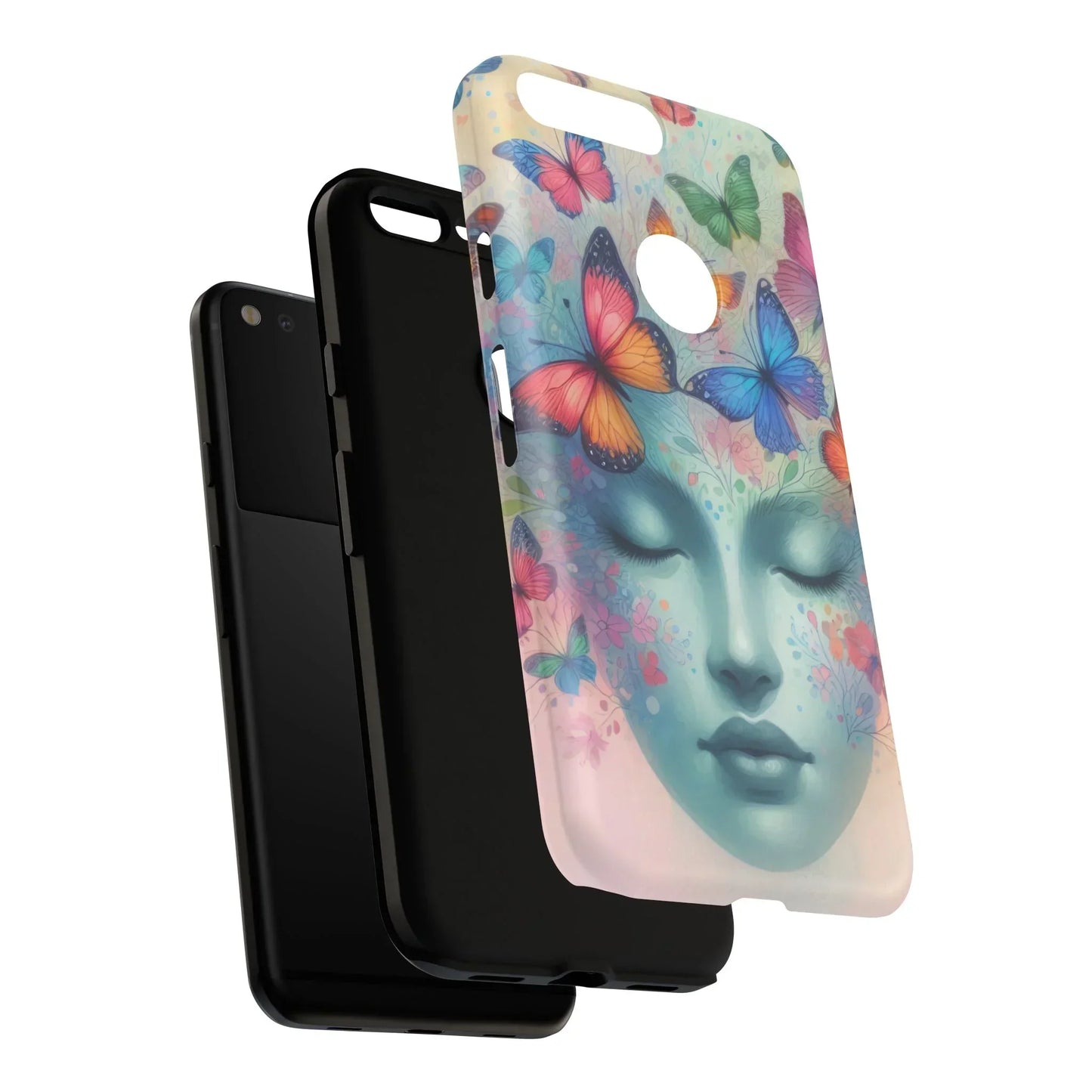 Butterfly Bloom Dreamy Woman Phone Case for Galaxy and Pixel - KarArmDesign