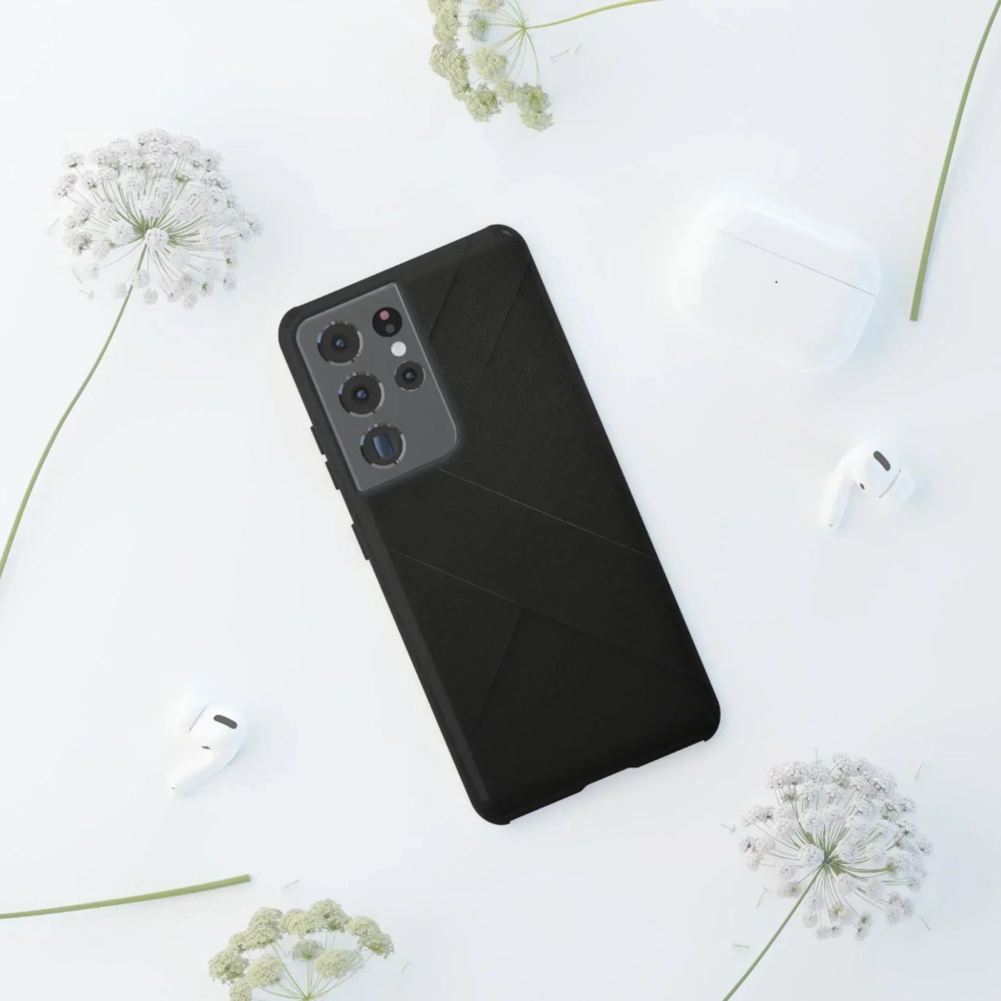 Matte Black Diagonal Line Phone Case for iPhone 8-16 and Galaxy S10-S25 Models - KarArmDesign