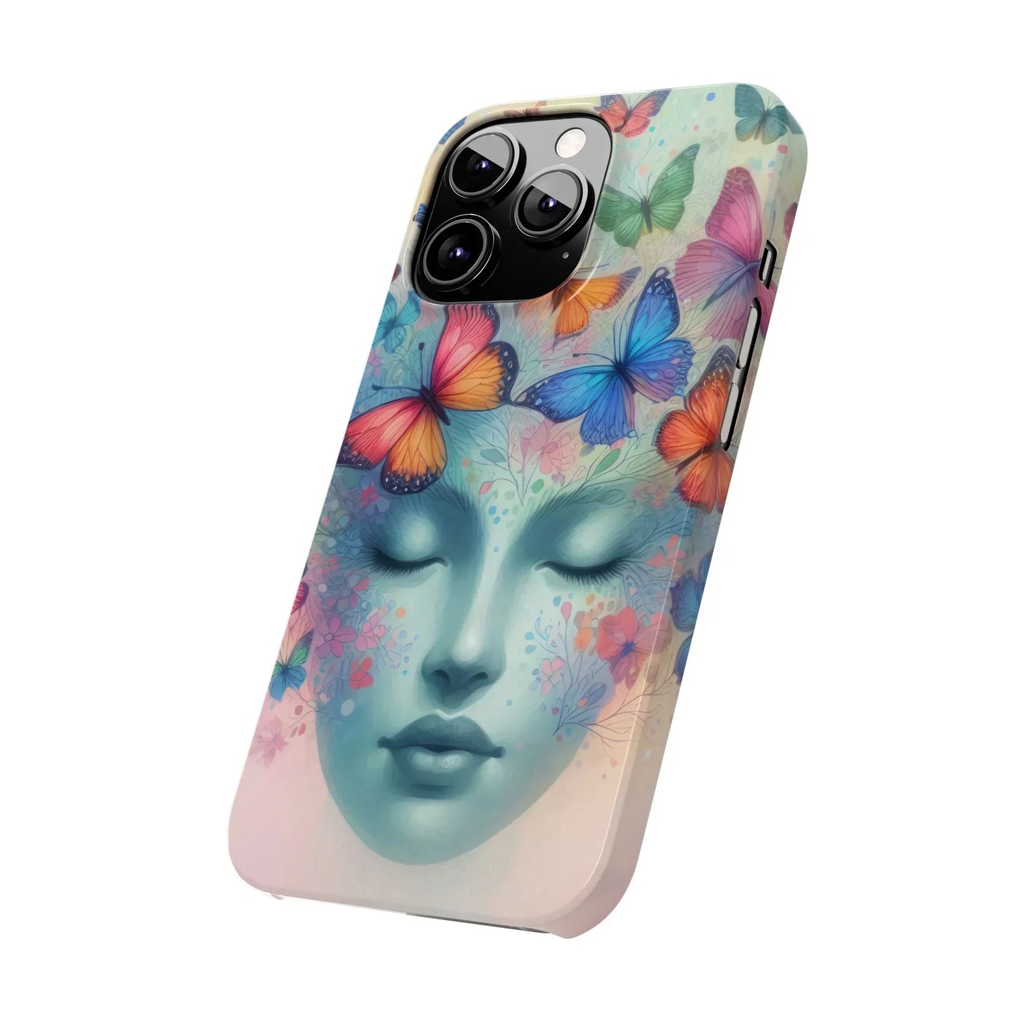Butterfly Bloom Dreamy Woman with Closed Eyes Tough Phone Case for iPhone - KarArmDesign
