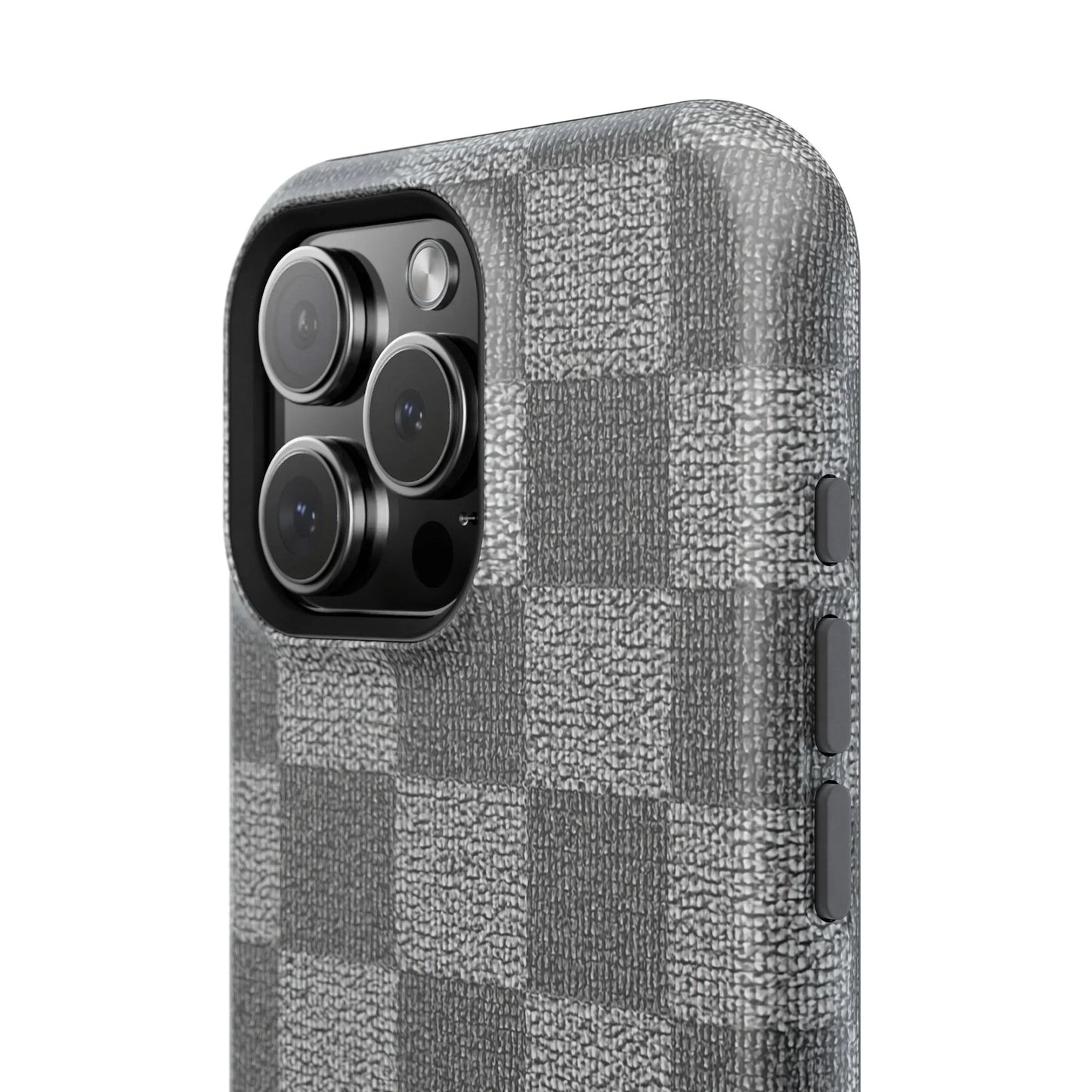 Gray Checkered Phone Case for iPhone 12-16 and Galaxy S21-S22 Models - KarArmDesign