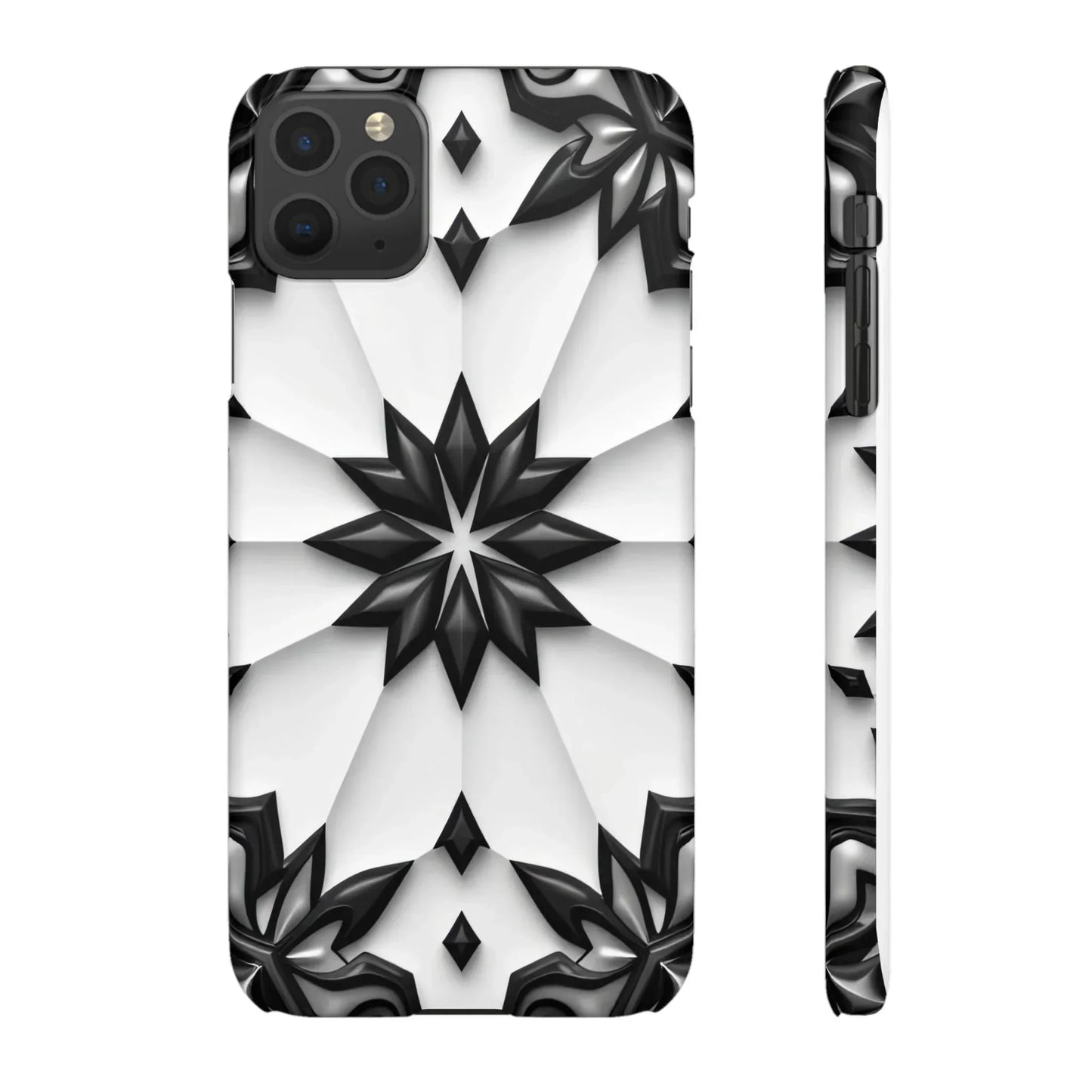 Black and White Geometric Floral Phone Case for iPhone and Samsung Galaxy - KarArmDesign