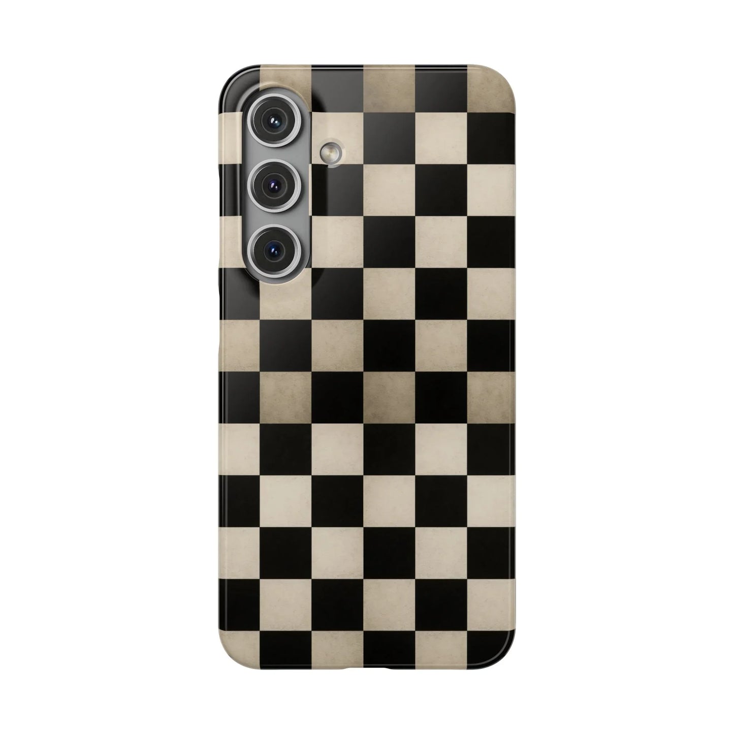Stylish Matte Checker Phone Case for iPhone 7-16 and Samsung Galaxy S10-S24 Models - KarArmDesign