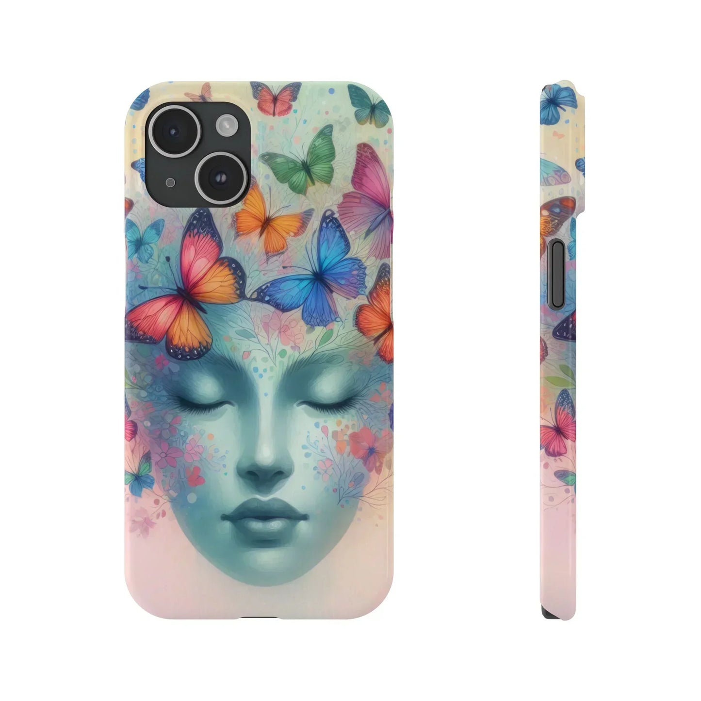 Butterfly Bloom Dreamy Woman with Closed Eyes Tough Phone Case for iPhone - KarArmDesign