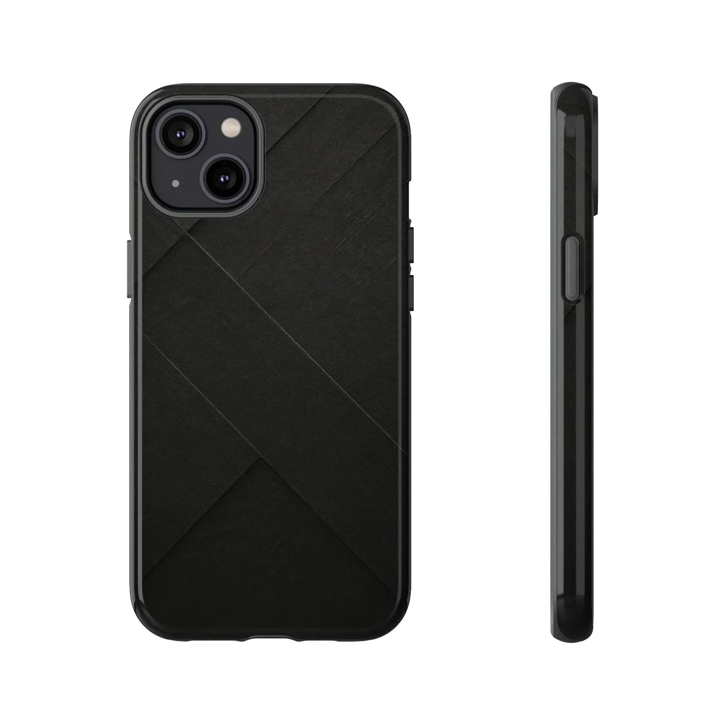 Matte Black Diagonal Line Phone Case for iPhone 8-16 and Galaxy S10-S25 Models - KarArmDesign