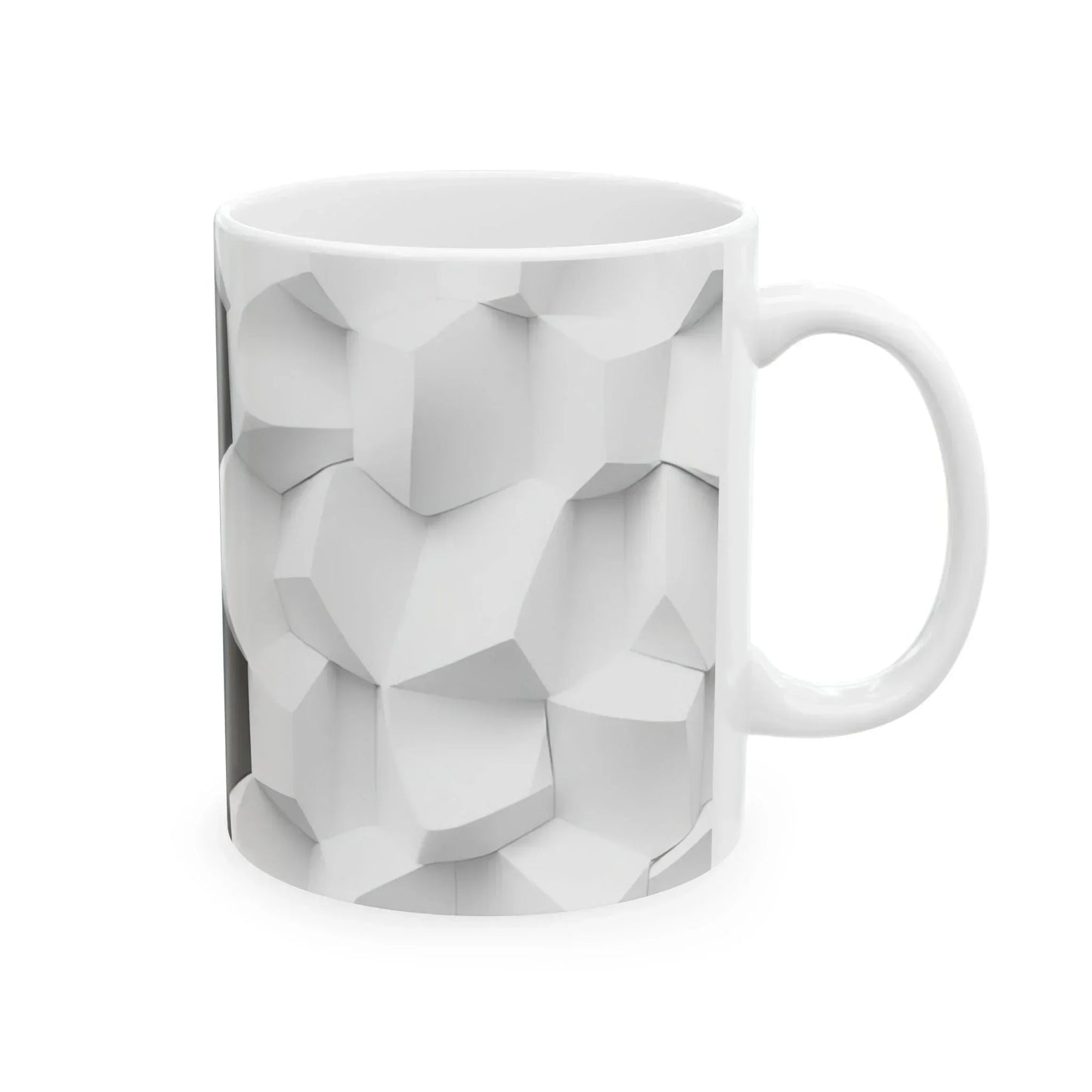 Stylish Black & White Faceted Design Ceramic Mug - 11oz - KarArmDesign