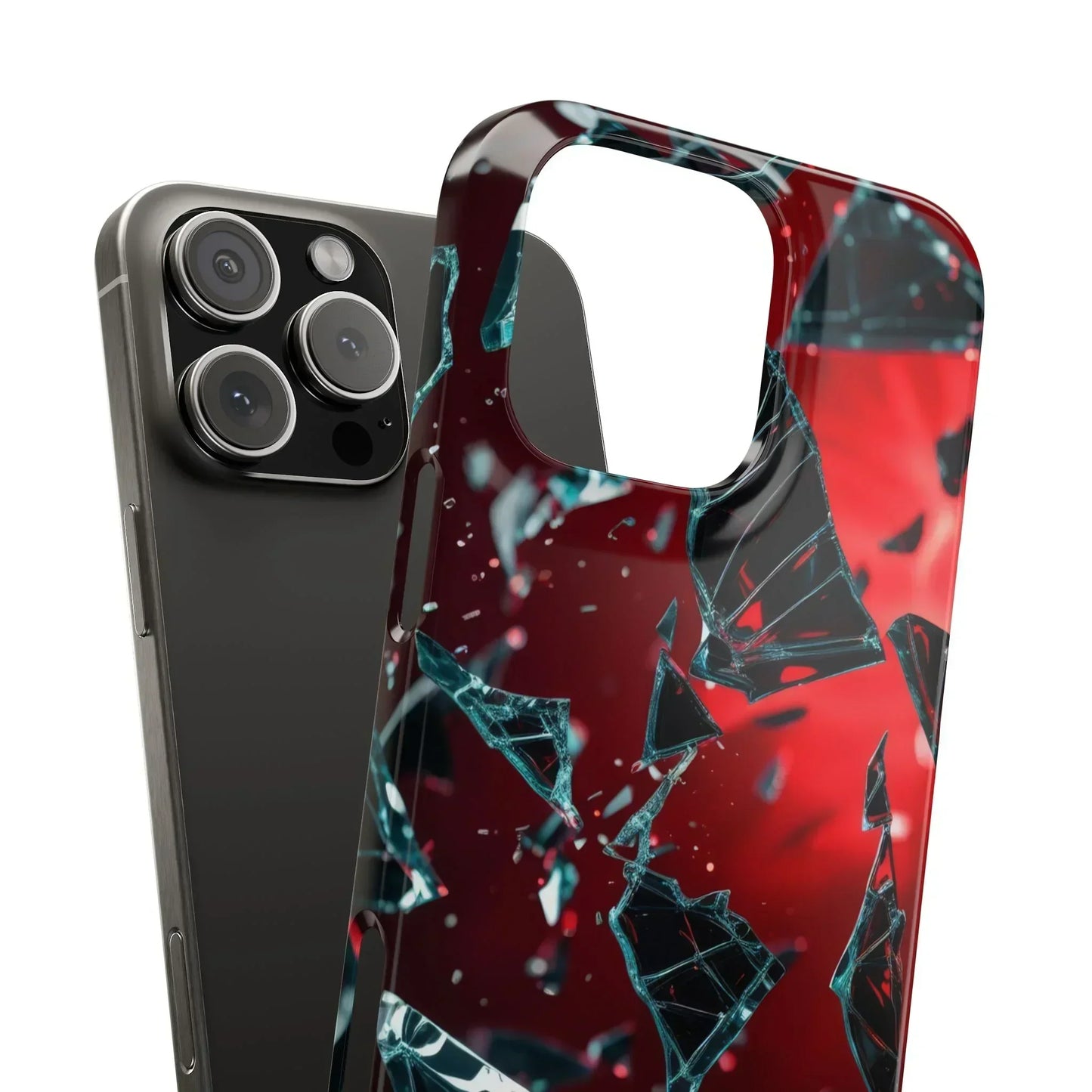 "Crimson Impact" Realistic Glass Shard Snap Phone Case for iPhone 7-16 and Samsung Galaxy S10-S24 Models - KarArmDesign