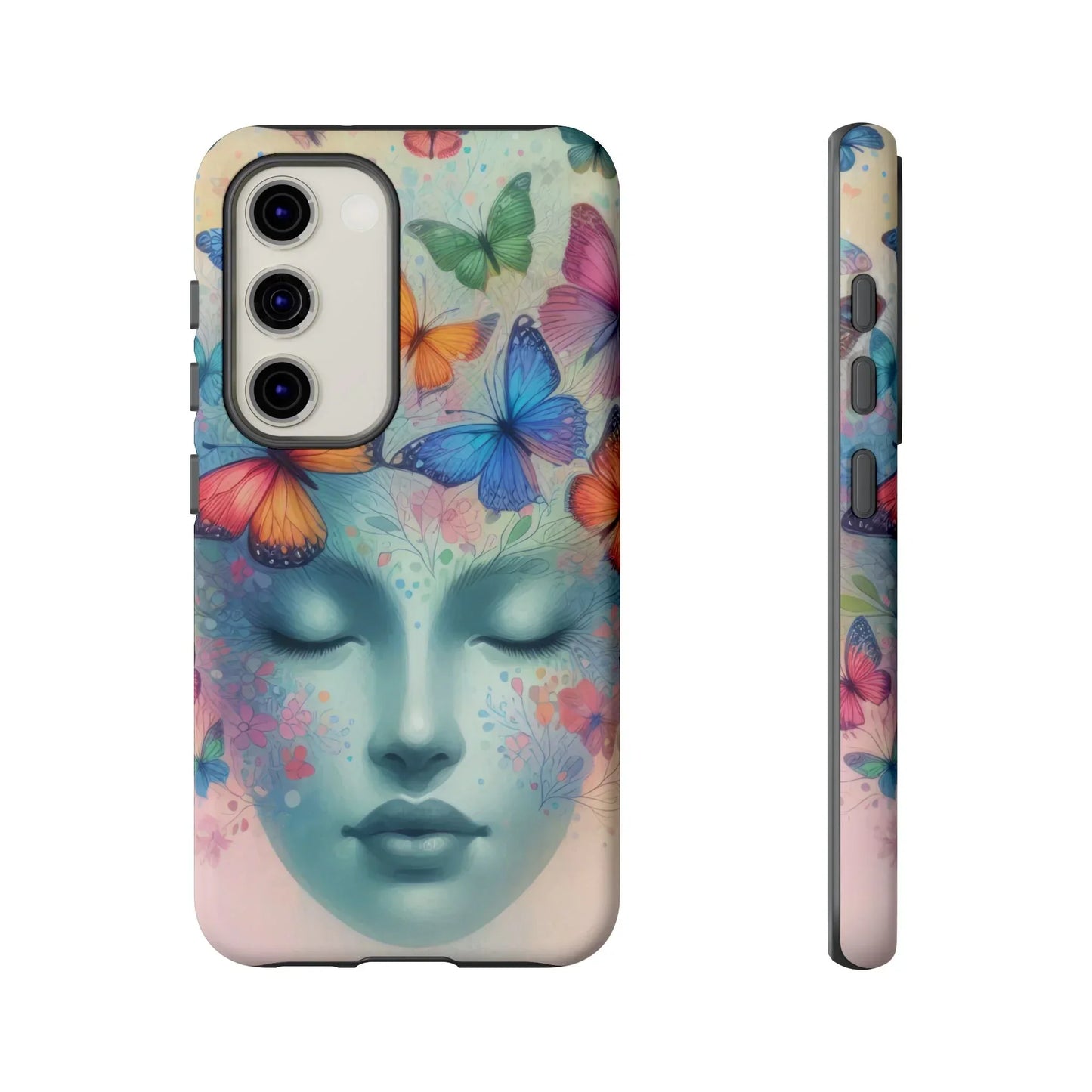 Butterfly Bloom Dreamy Woman Phone Case for Galaxy and Pixel - KarArmDesign