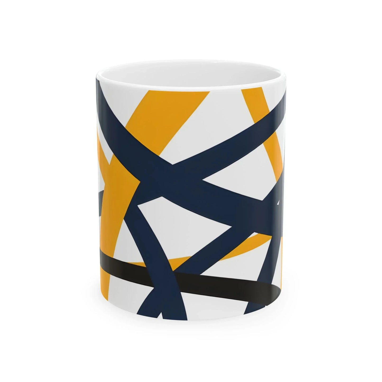 Navy Blue and Orange Smoke Pattern Ceramic Mug - KarArmDesign