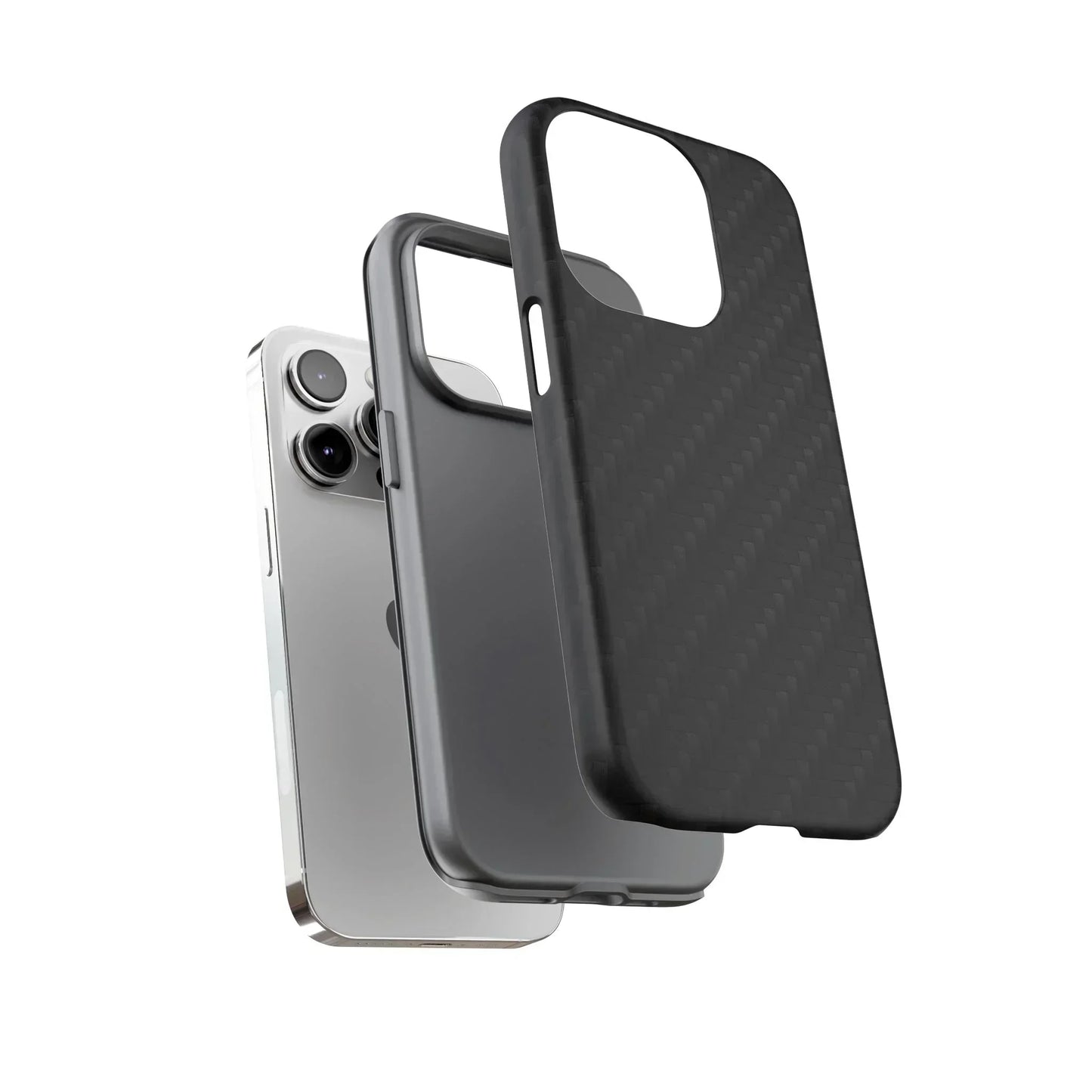 Black Carbon Phone Case Tough Case for iPhone 8-16 and Google Pixel up to 9 Models - KarArmDesign
