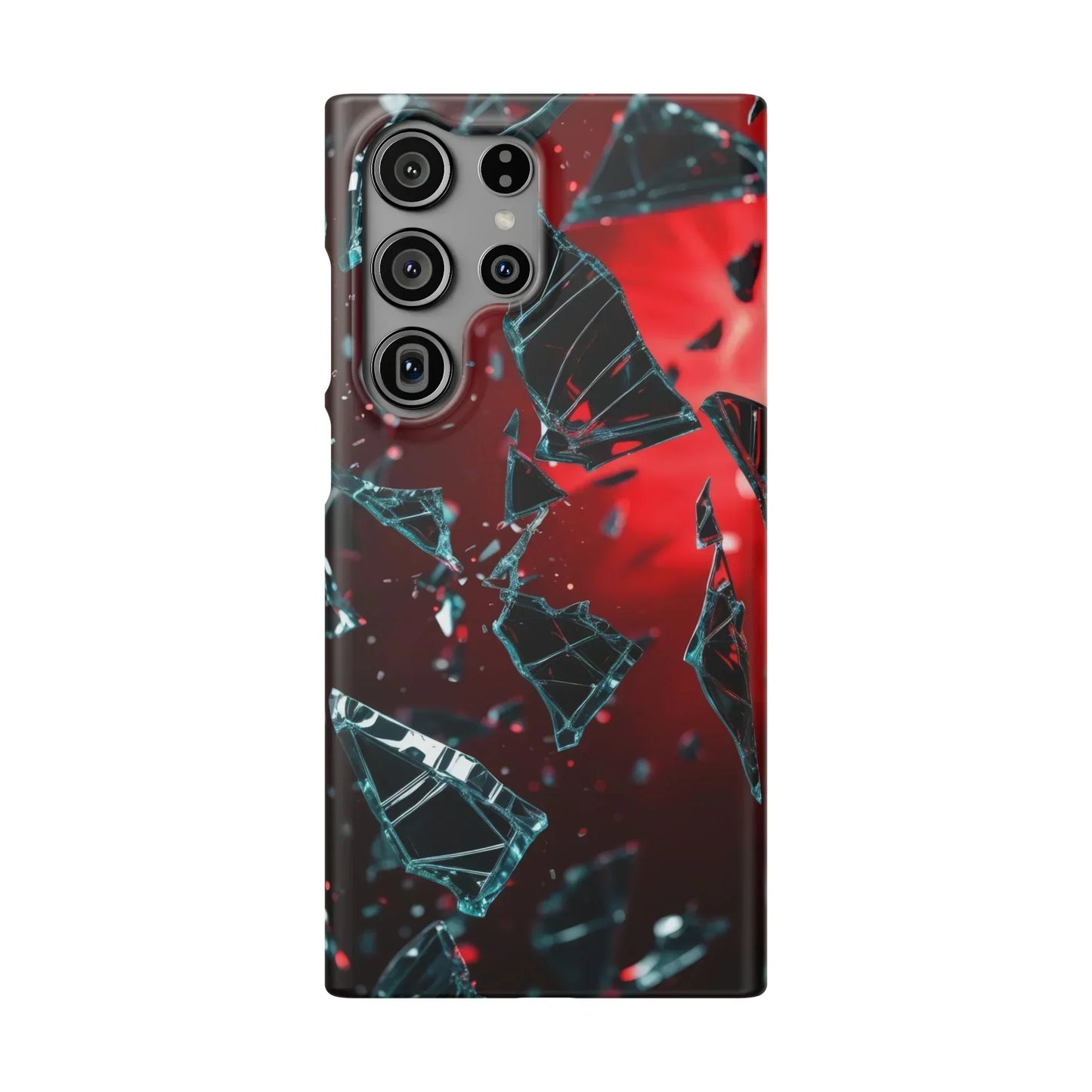 "Crimson Impact" Realistic Glass Shard Snap Phone Case for iPhone 7-16 and Samsung Galaxy S10-S24 Models - KarArmDesign