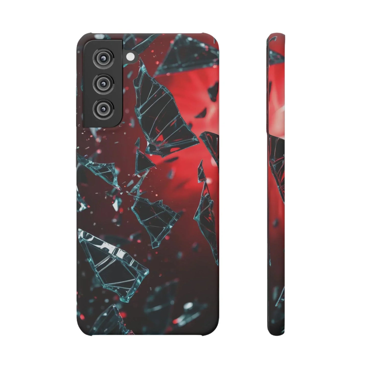 "Crimson Impact" Realistic Glass Shard Snap Phone Case for iPhone 7-16 and Samsung Galaxy S10-S24 Models - KarArmDesign