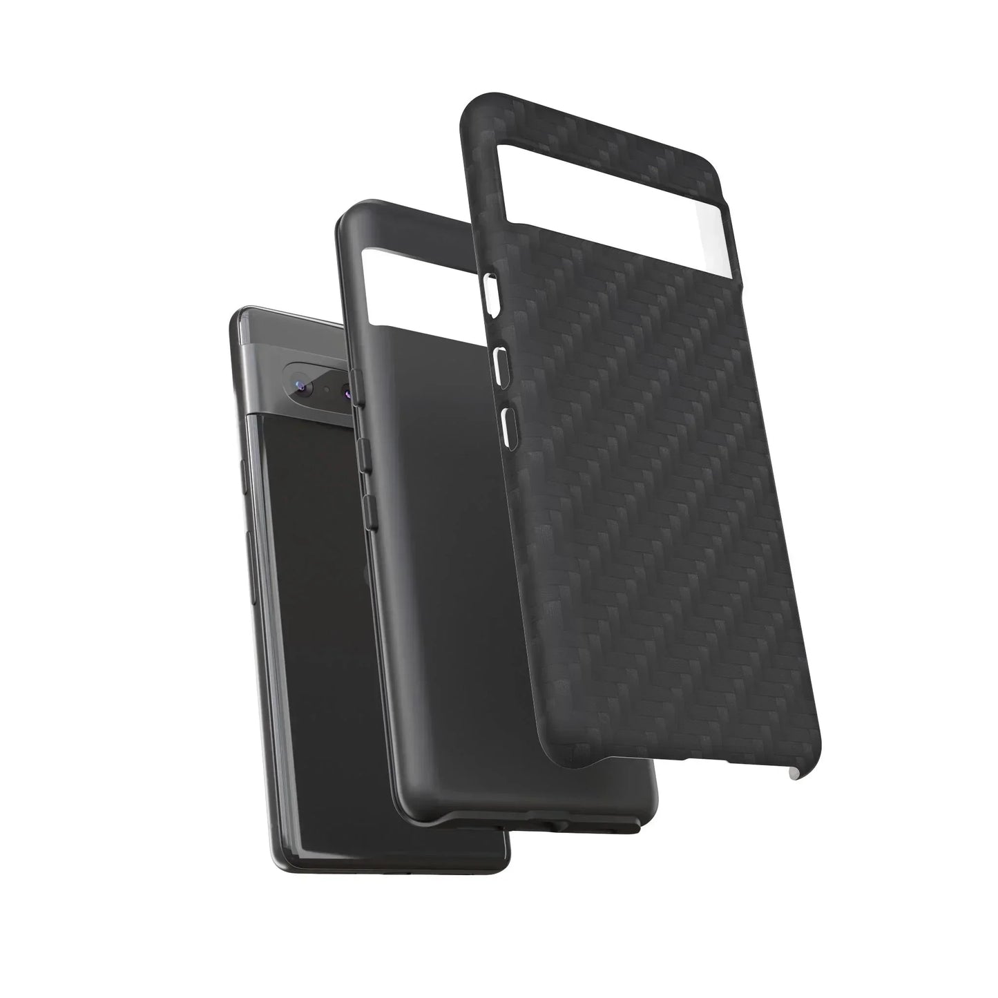 Black Carbon Phone Case Tough Case for iPhone 8-16 and Google Pixel up to 9 Models - KarArmDesign