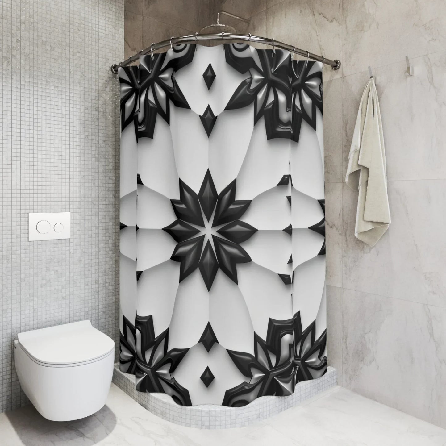 Abstract Black and White Modern Geometric Shower Curtain - KarArmDesign
