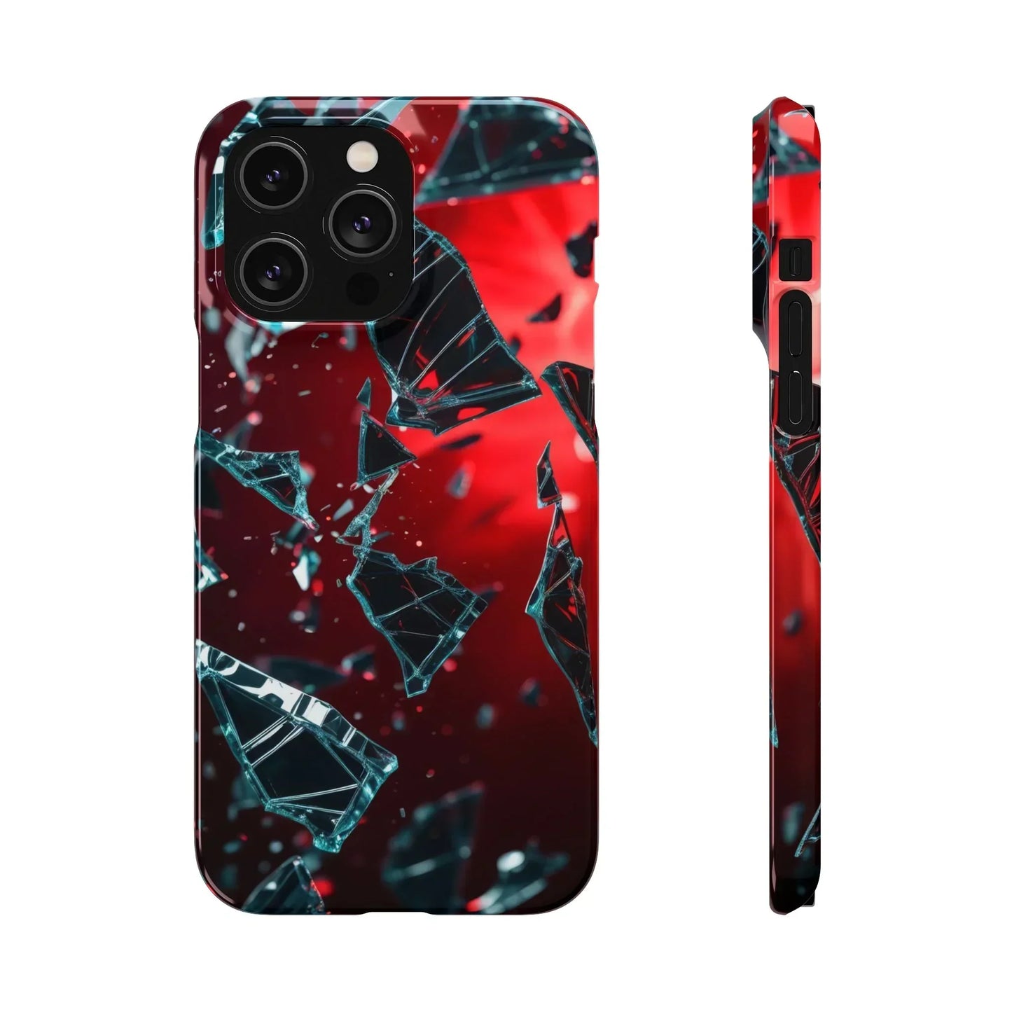 "Crimson Impact" Realistic Glass Shard Snap Phone Case for iPhone 7-16 and Samsung Galaxy S10-S24 Models - KarArmDesign