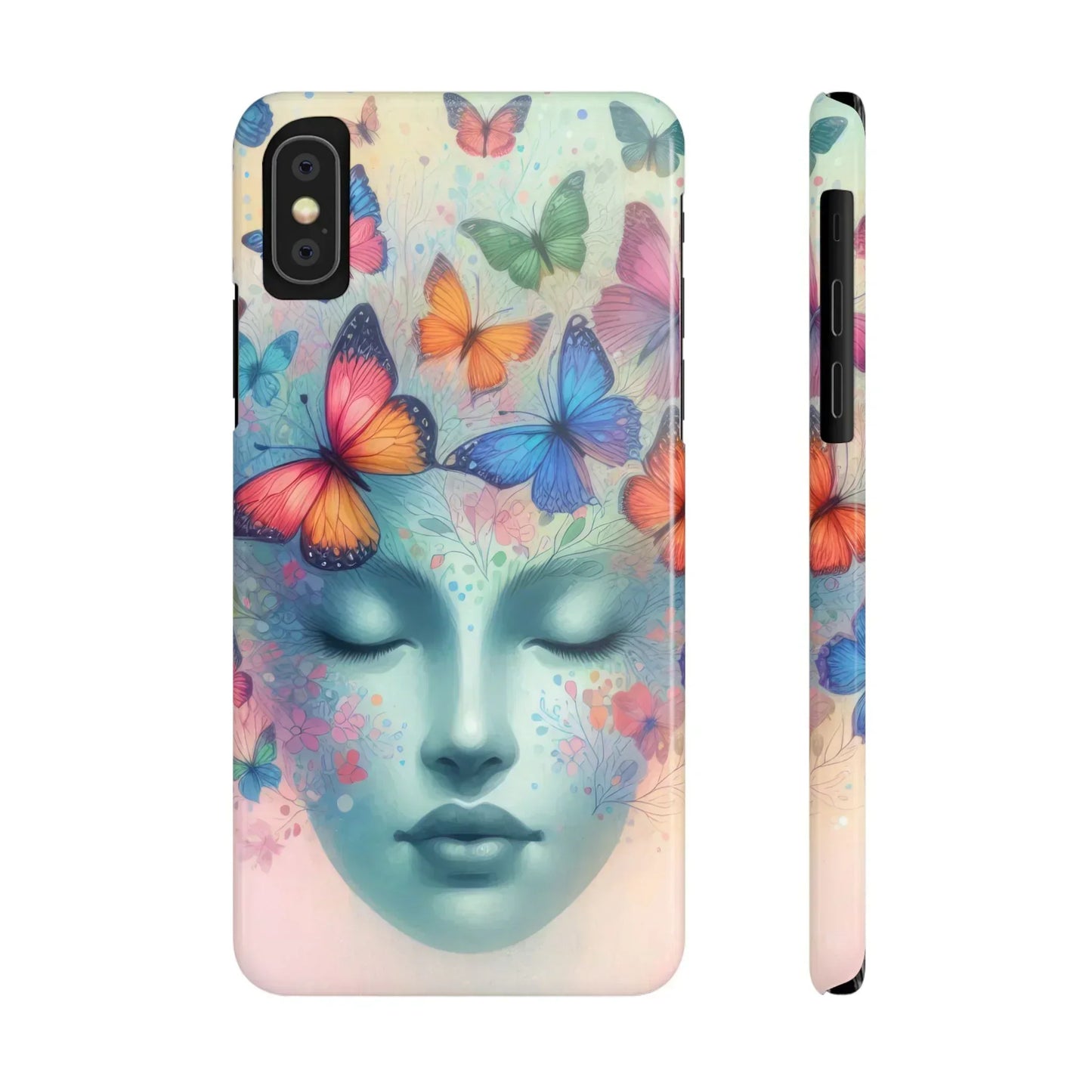 Butterfly Bloom Dreamy Woman with Closed Eyes Tough Phone Case for iPhone - KarArmDesign